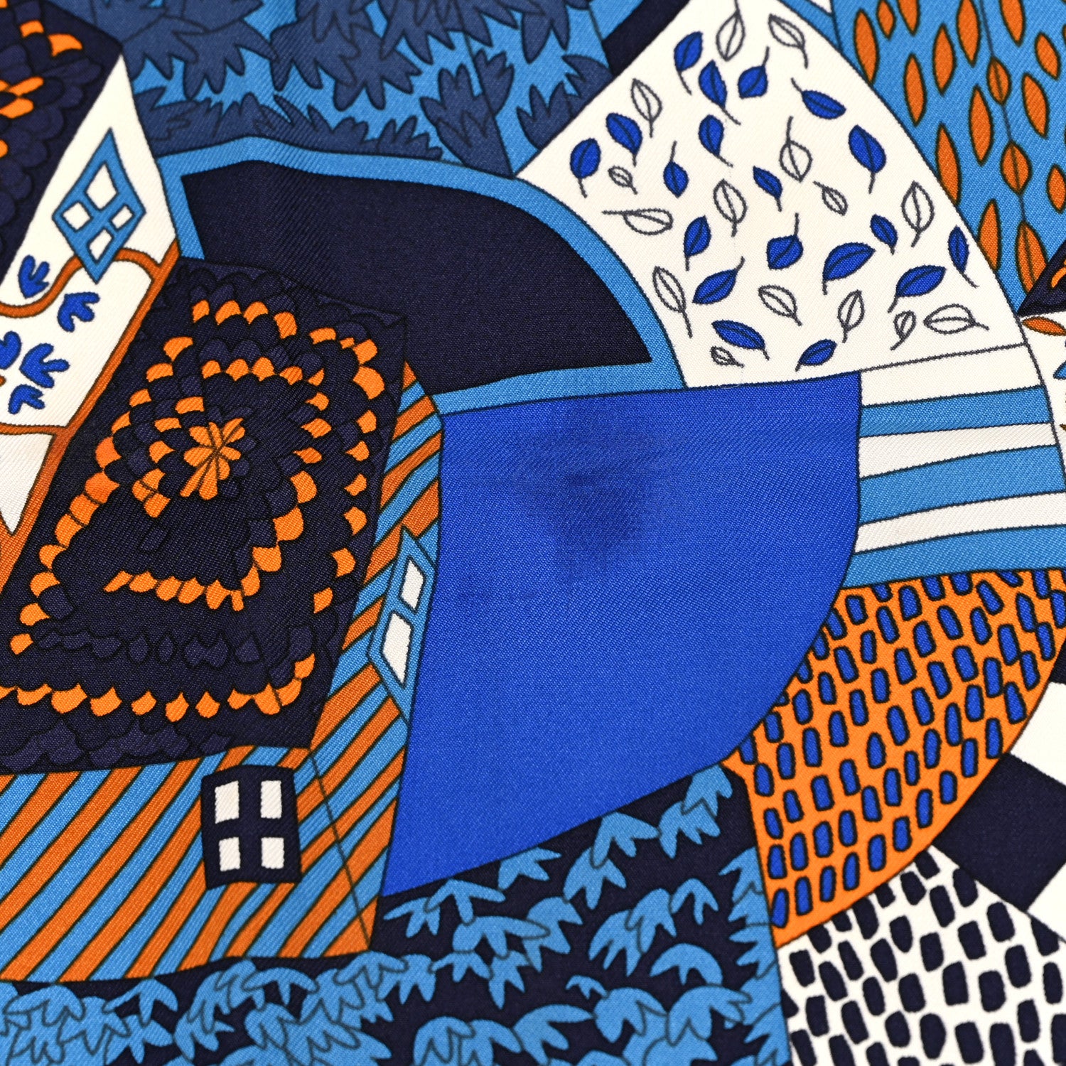Hermes Silk A Travers Champs Scarf 90 Bleu Roy Orange Bleu 5 of 6