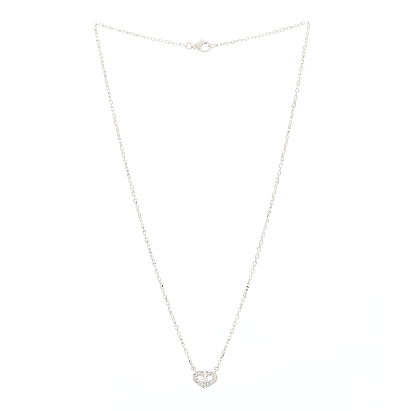 18K White Gold Diamond Hearts and Symbols Necklace
