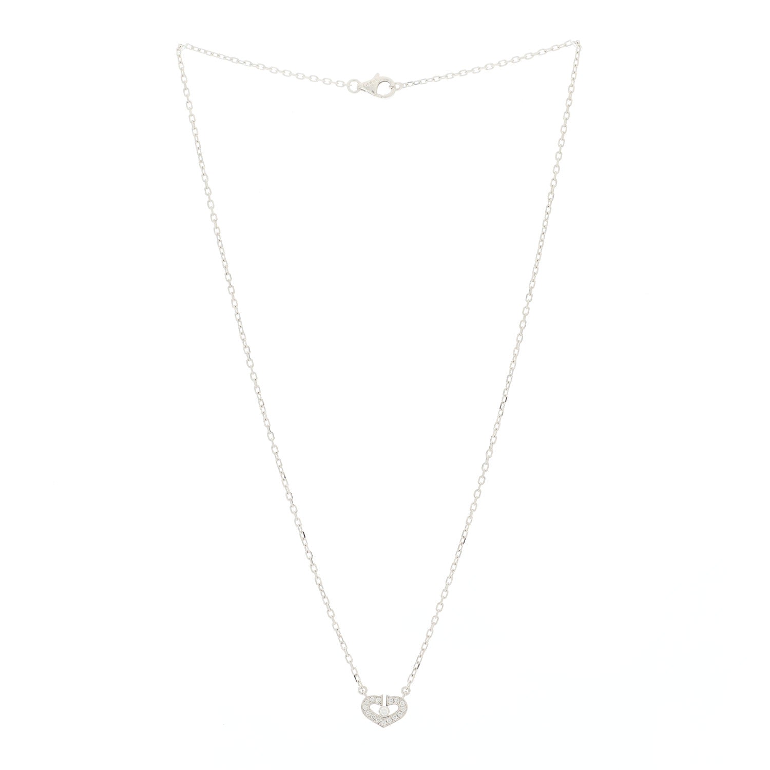 Cartier 18K White Gold Diamond Hearts and Symbols Necklace 2 of 6