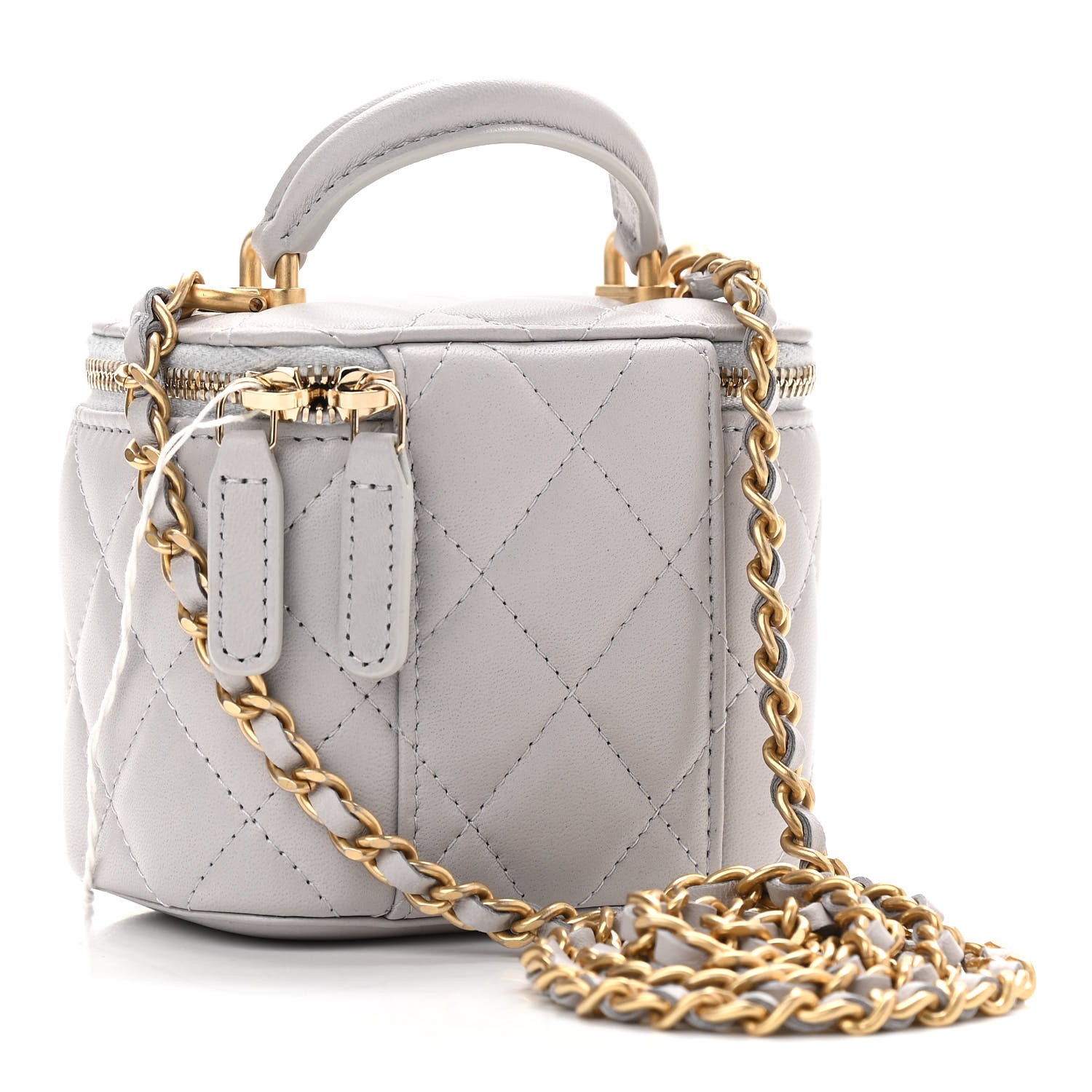 Chanel Lambskin Quilted Top Handle Mini Vanity Case With Chain Grey 3 of 12