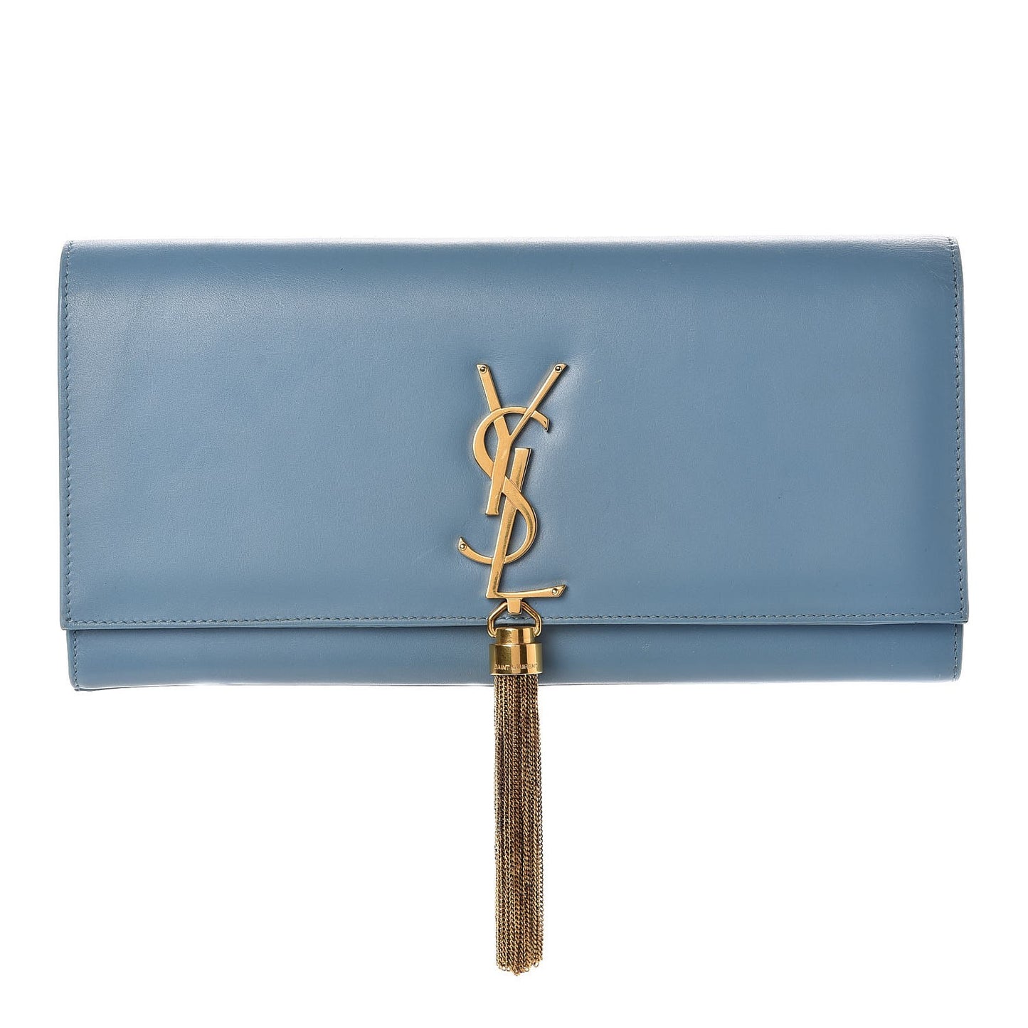 Calfskin Classic Monogram Tassel Clutch Blue Glacier
