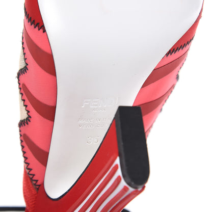 Fendi Technical Mesh FFreedom Patchwork 105 Peep Toe Sandals 36 Red 6 of 10