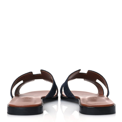 Hermes Denim Canvas Oran Sandals 36.5 Bleu Brut 6 of 12