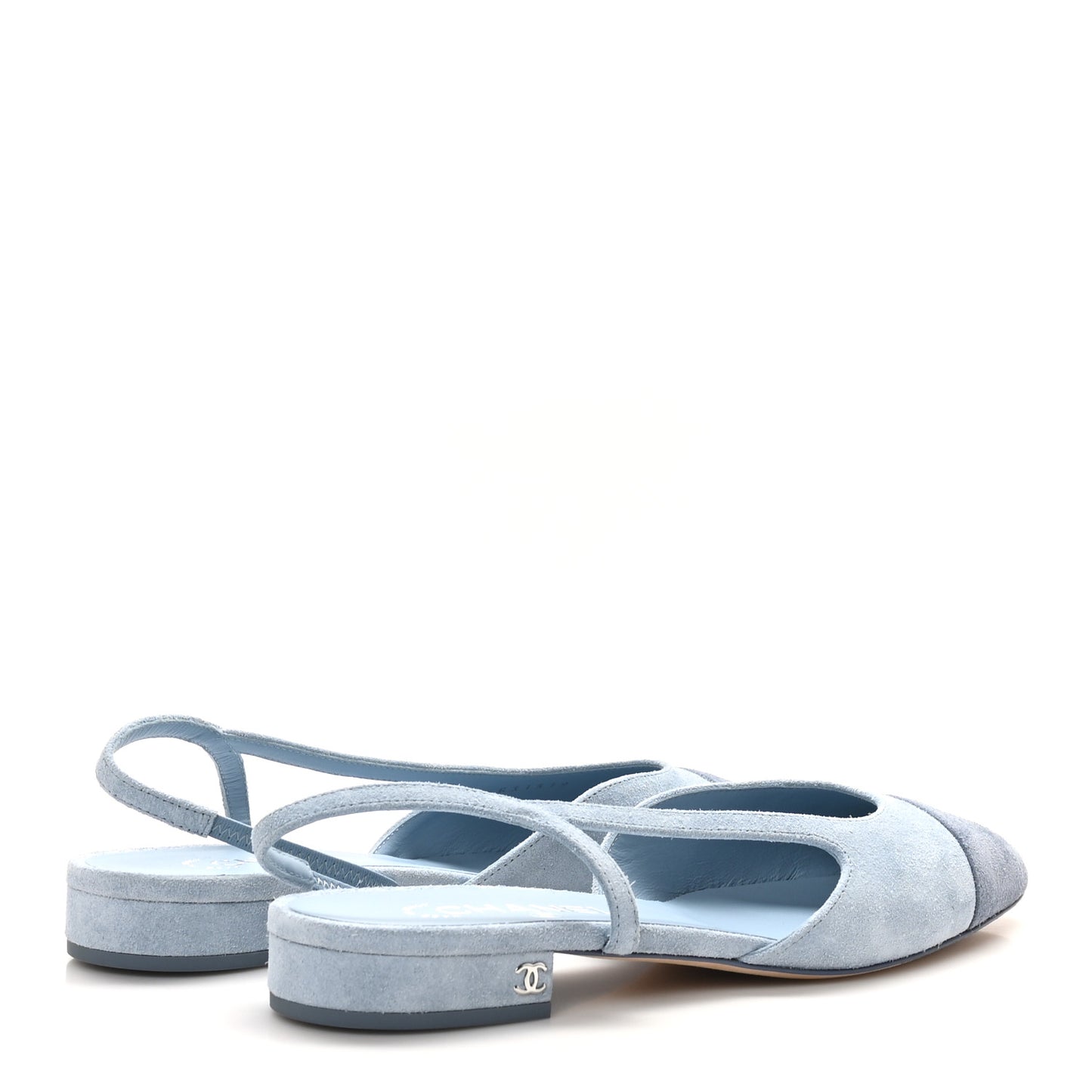 Suede Cap Toe CC Slingback Pumps 40 Light Blue