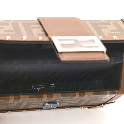 Fendi Shiny Glazed Fabric Vachetta FF 1974 Mini Baguette Trunk Mogano Panna Cuoio 5 of 10
