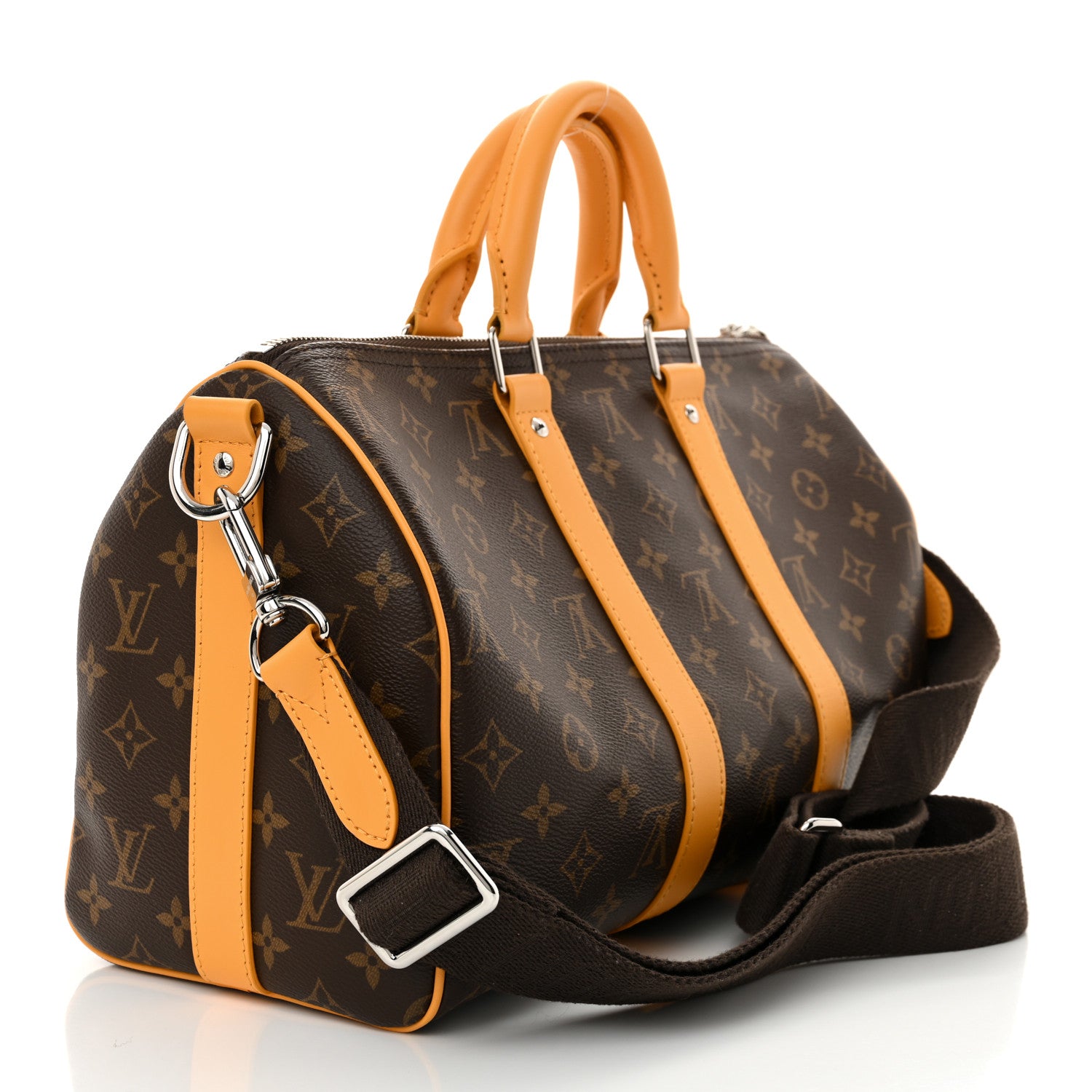 Louis Vuitton Monogram Macassar Keepall Bandouliere 35 Jaune Mat 3 of 9