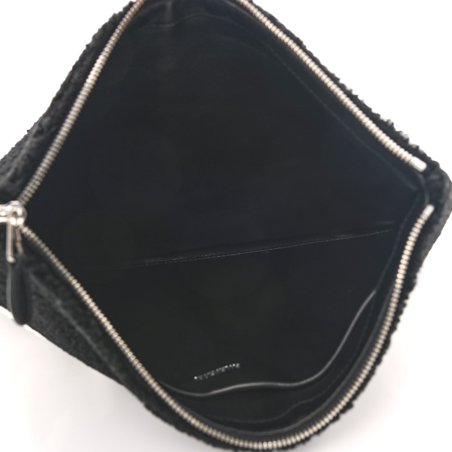 Balenciaga Sheepskin Shearling Contrasted Logo Large Zip Pouch Black 4 of 7