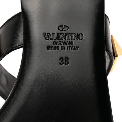 Valentino Garavani Calfskin Roman Stud Flat Slide Sandals 38 Black 8 of 9