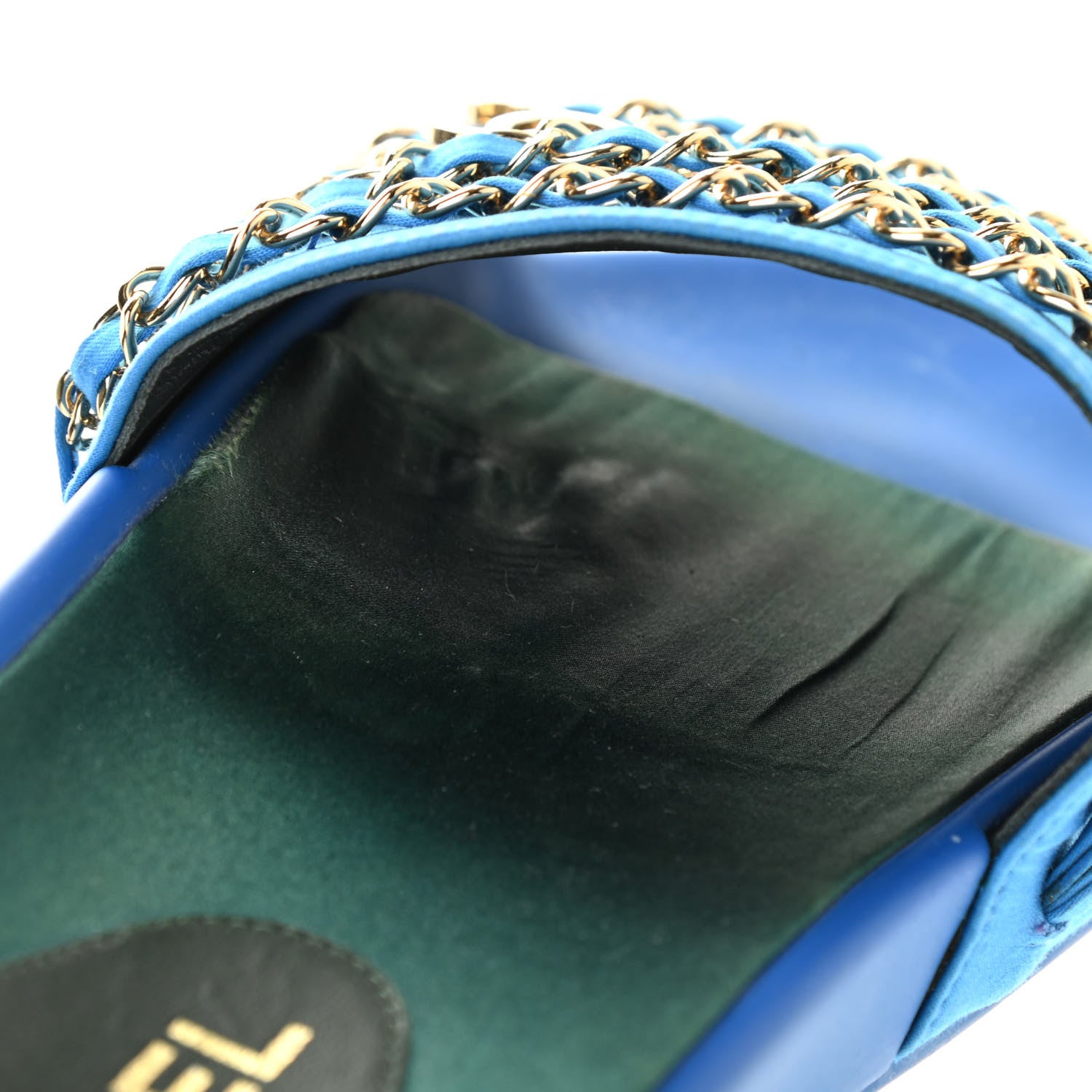 Chanel Canvas Chain Flat Sandals 40 Bright Blue 10 of 16
