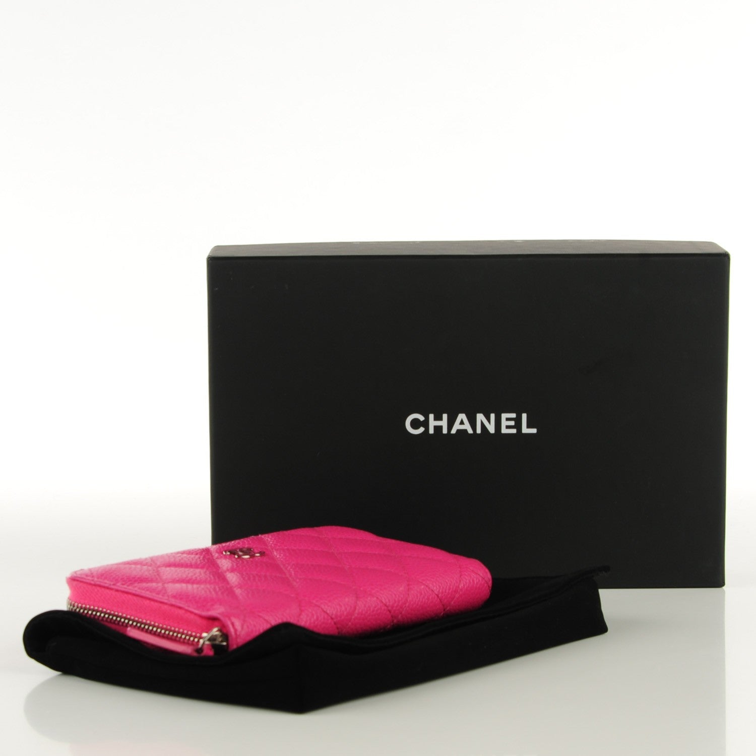 Chanel Caviar Quilted Small Zip Around Wallet Fuchsia 4 of 8