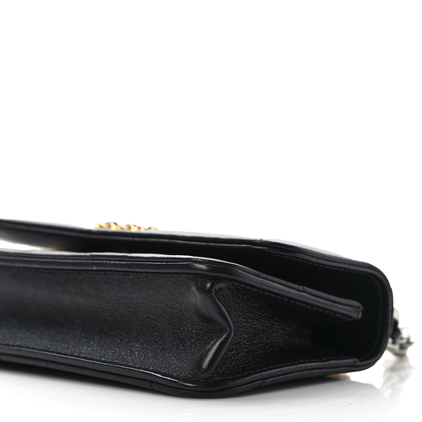 Lambskin Quilted Chanel 19 Flap Phone Holder With Chain Black