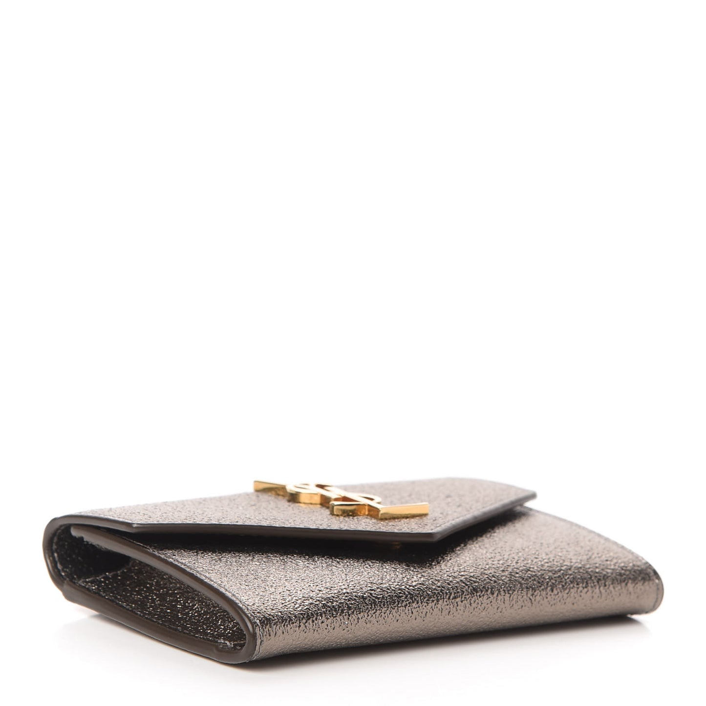 Grained Metallic Calfskin Small Monogram Envelope Wallet Bronze