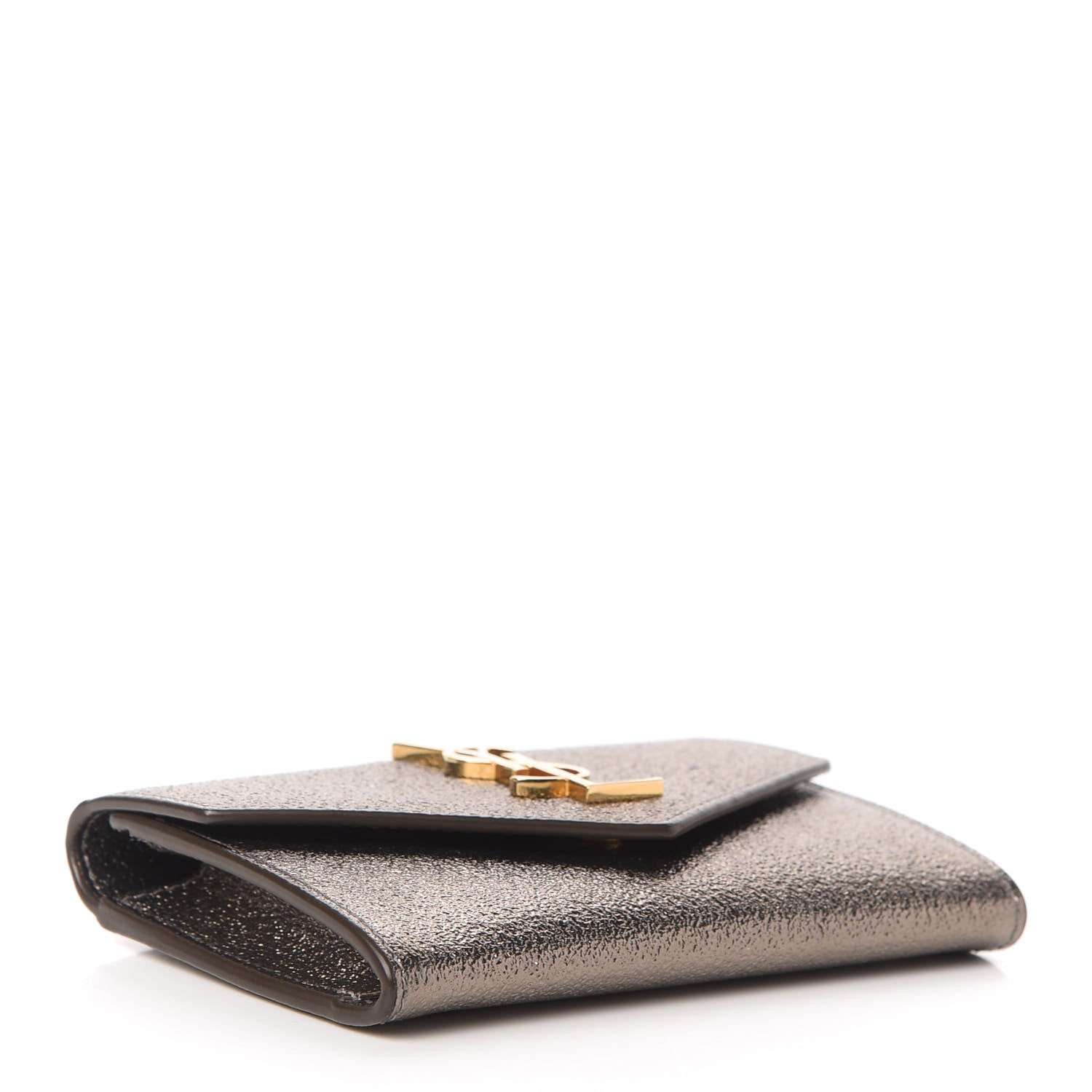 Saint Laurent Grained Metallic Calfskin Small Monogram Envelope Wallet Bronze 4 of 7