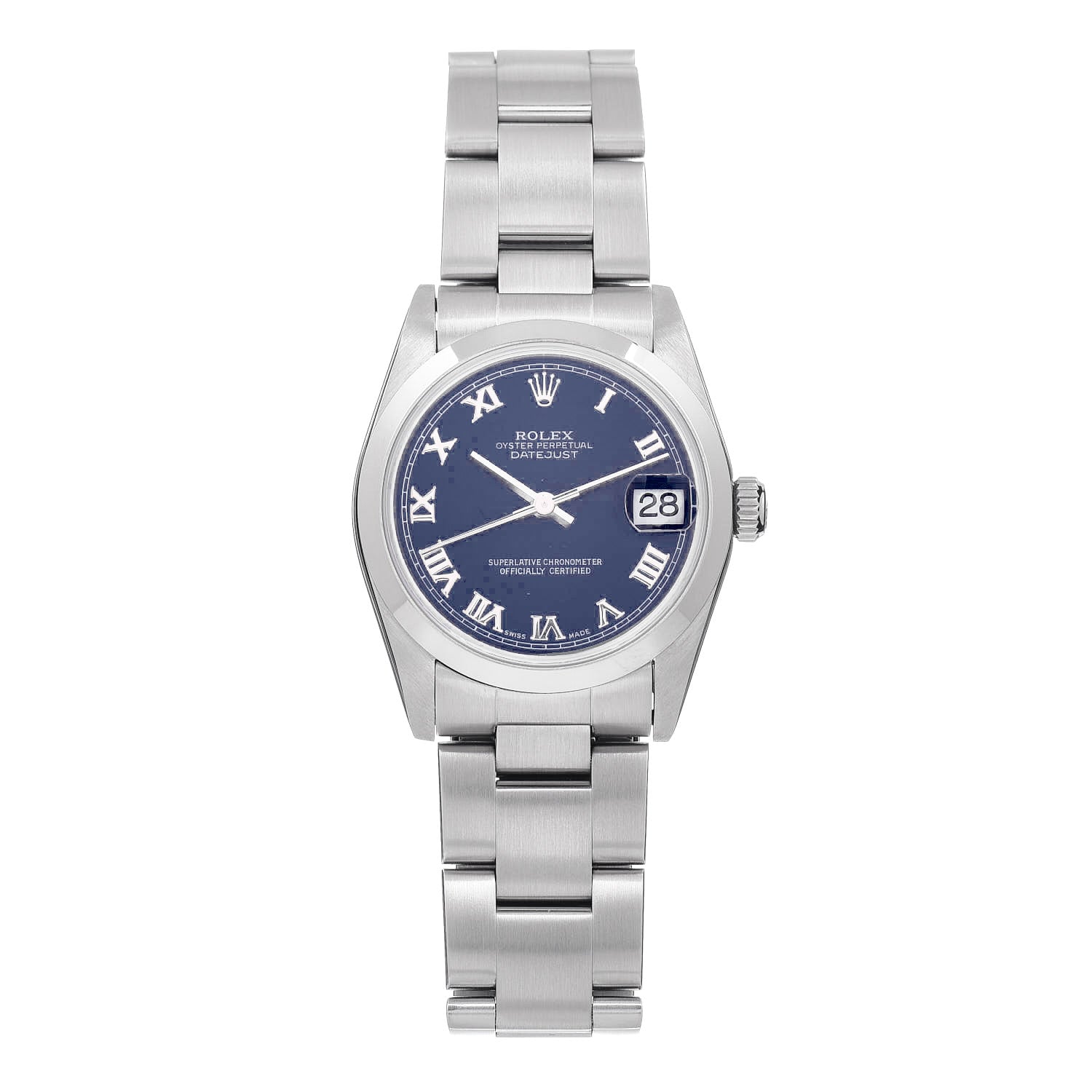 Rolex Stainless Steel 31mm Oyster Perpetual Datejust Watch Blue Roman 78240 1 of 4