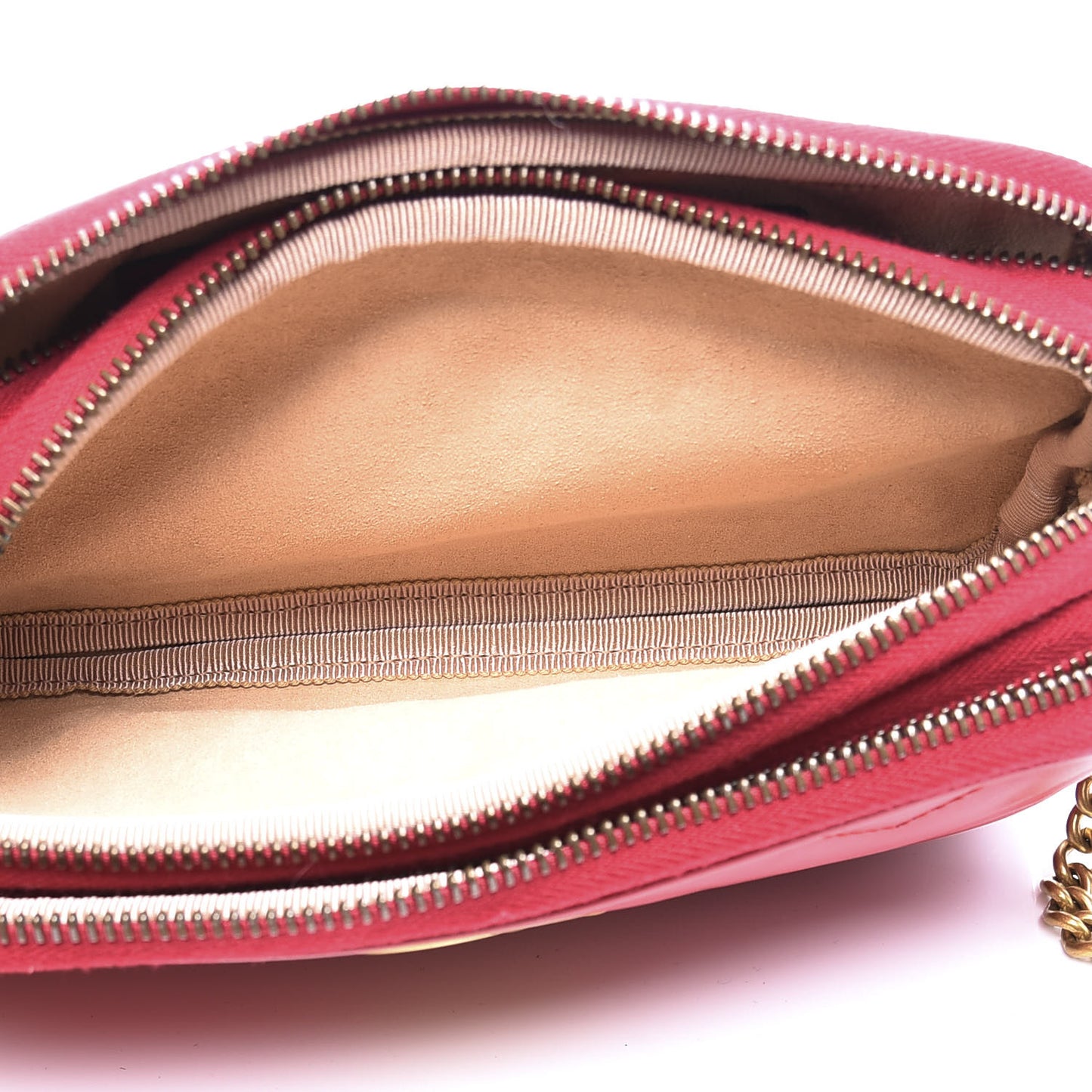 Calfskin Matelasse Mini GG Marmont Chain Crossbody Bag Hibiscus Red