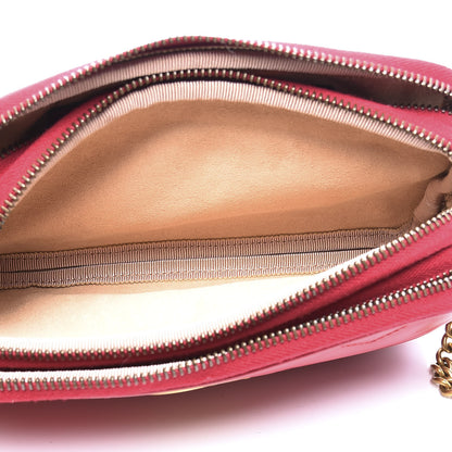 Gucci Calfskin Matelasse Mini GG Marmont Chain Crossbody Bag Hibiscus Red 5 of 11