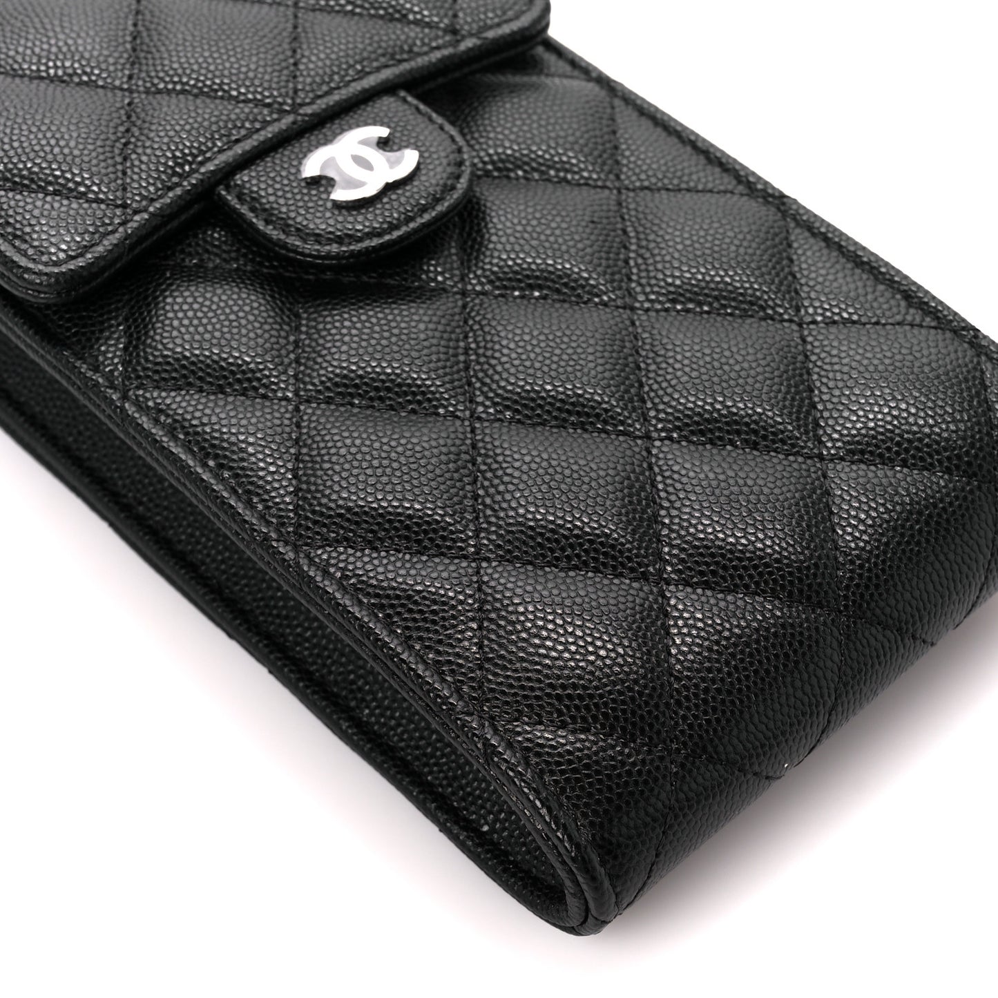Caviar Quilted Classic Phone Holder Black