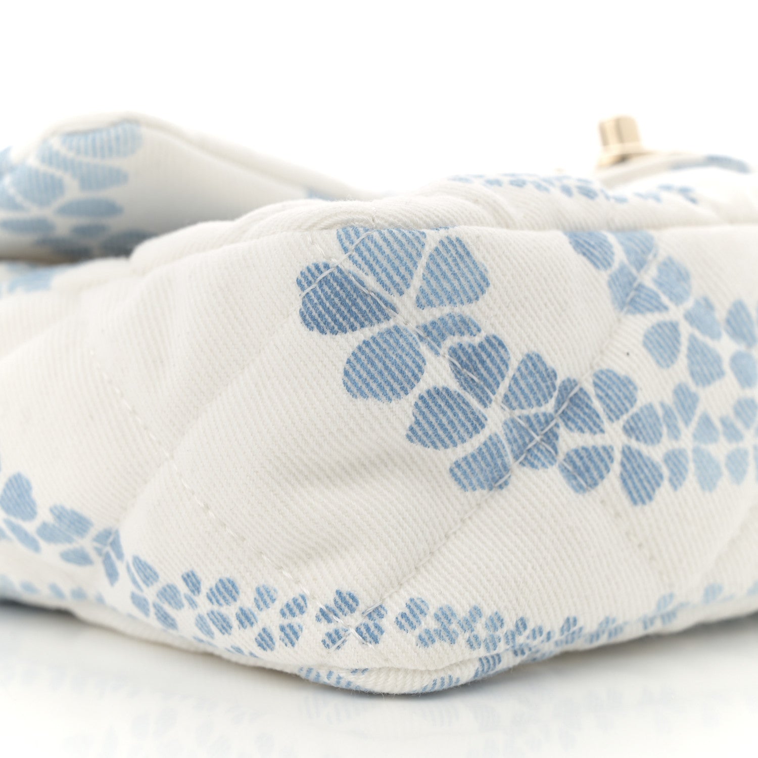 Chanel Printed Denim Quilted Mini Rectangular Flap Light Blue White 9 of 11