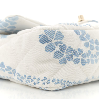 Chanel Printed Denim Quilted Mini Rectangular Flap Light Blue White 9 of 11