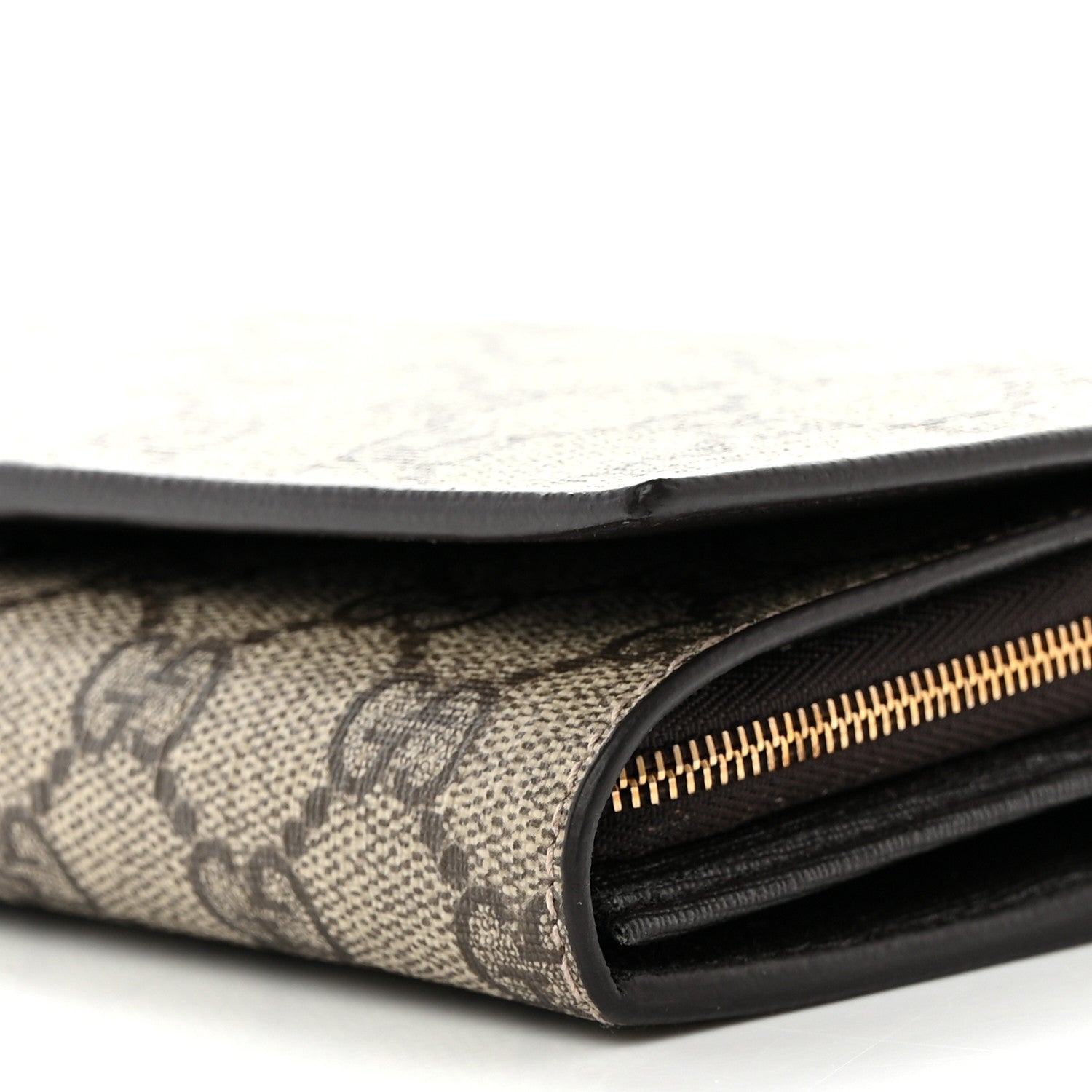 Gucci GG Supreme Monogram GG Pierce Chain Clutch Wallet Beige Ebony Black 9 of 10