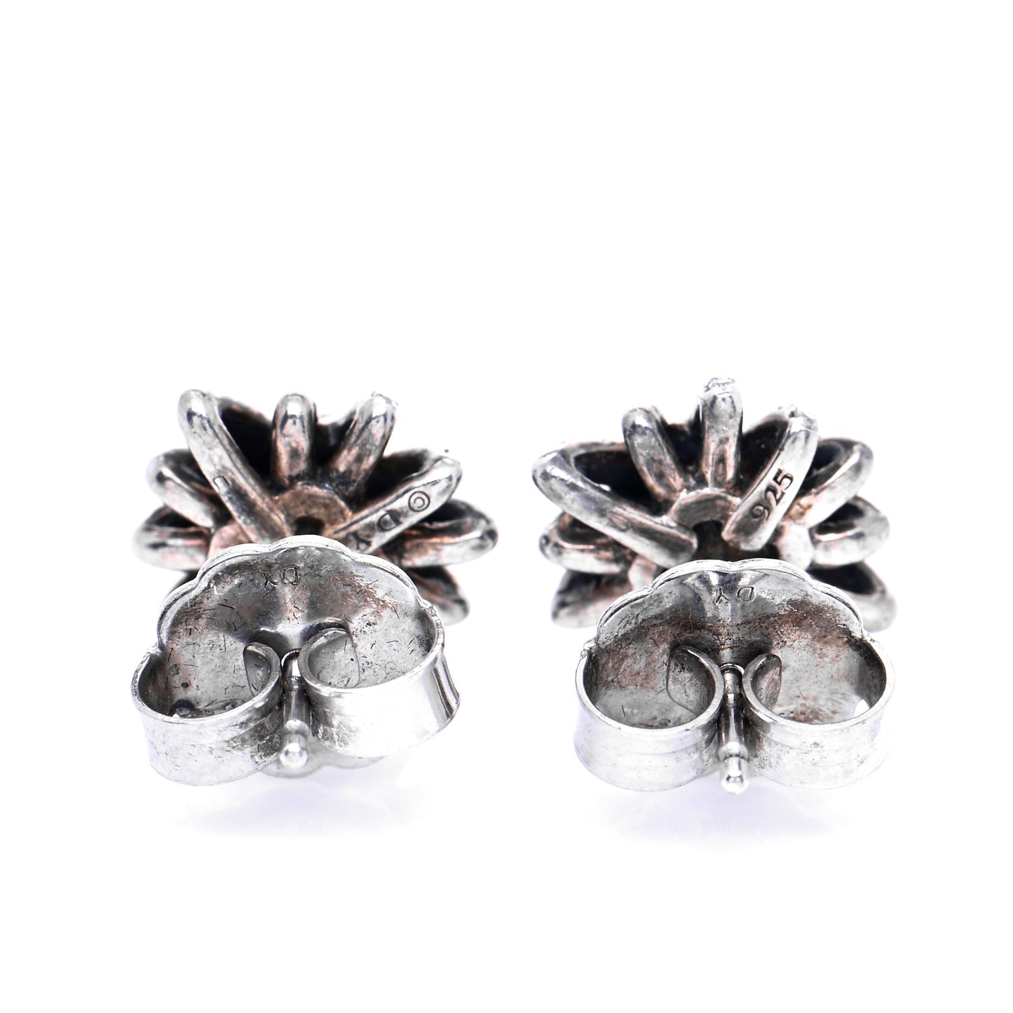 Sterling Silver Diamond Amethyst 12mm Starburst Earrings