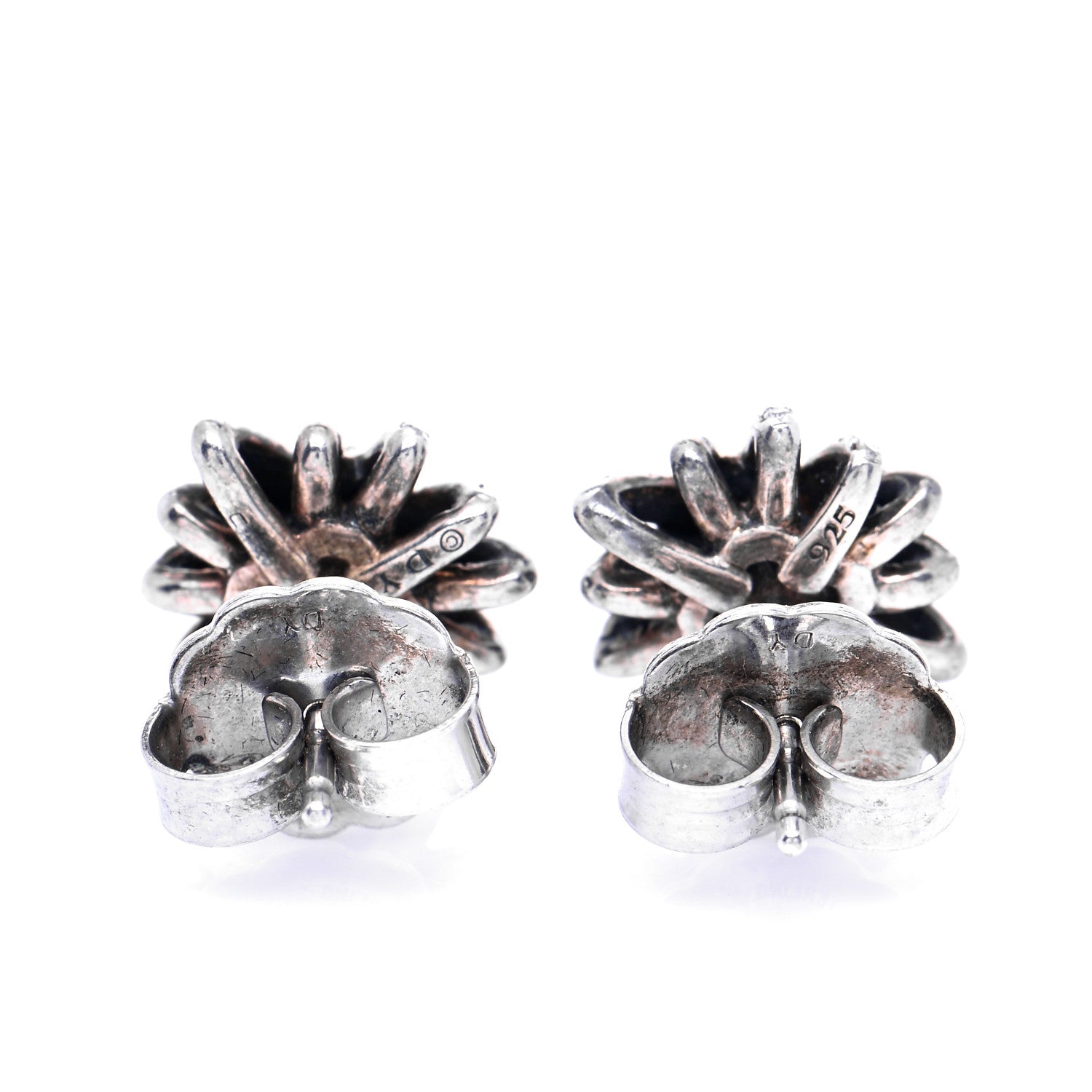 David Yurman Sterling Silver Diamond Amethyst 12mm Starburst Earrings 3 of 5
