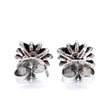 David Yurman Sterling Silver Diamond Amethyst 12mm Starburst Earrings 3 of 5