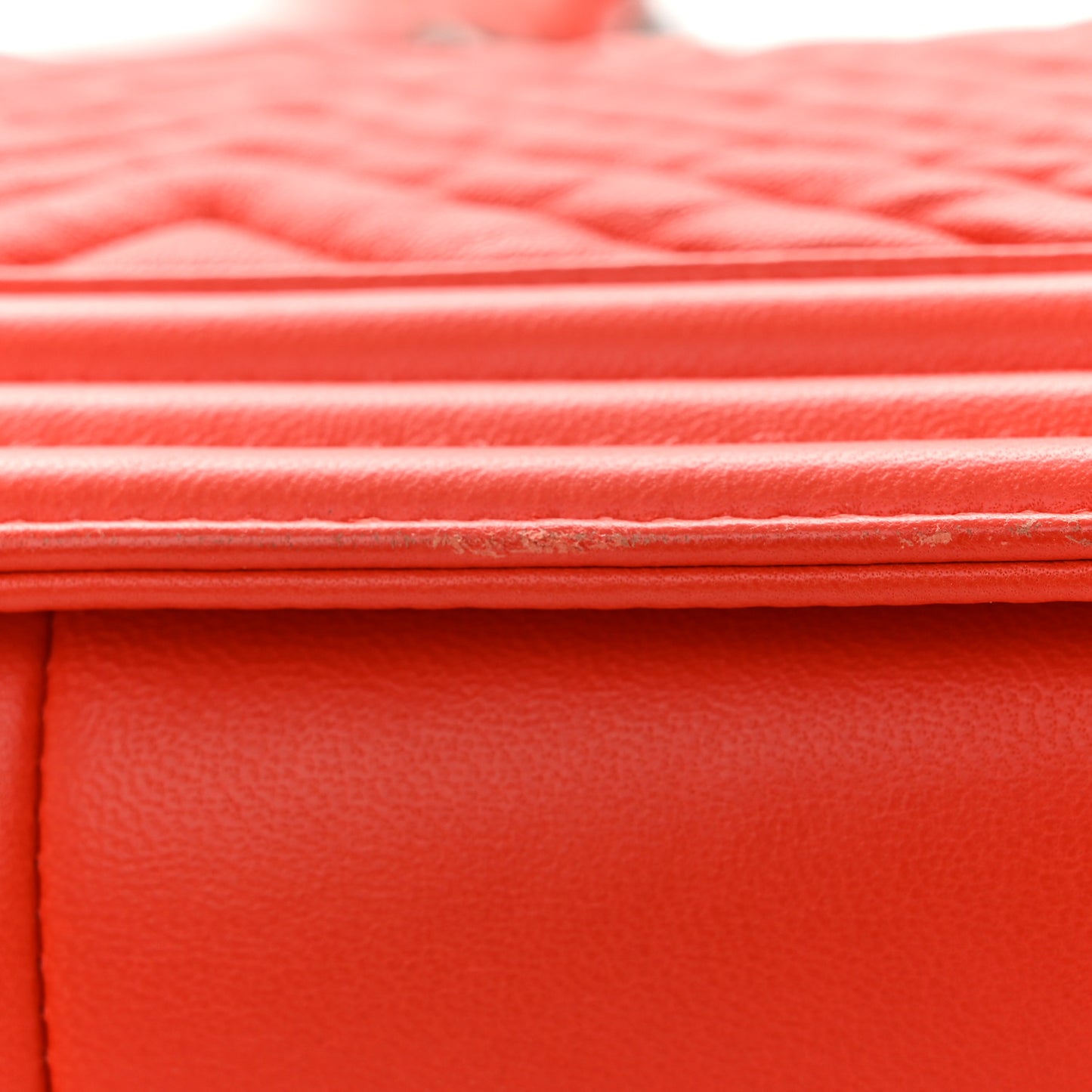 Wrinkled Lambskin Chevron Quilted Medium Boy Flap Orange
