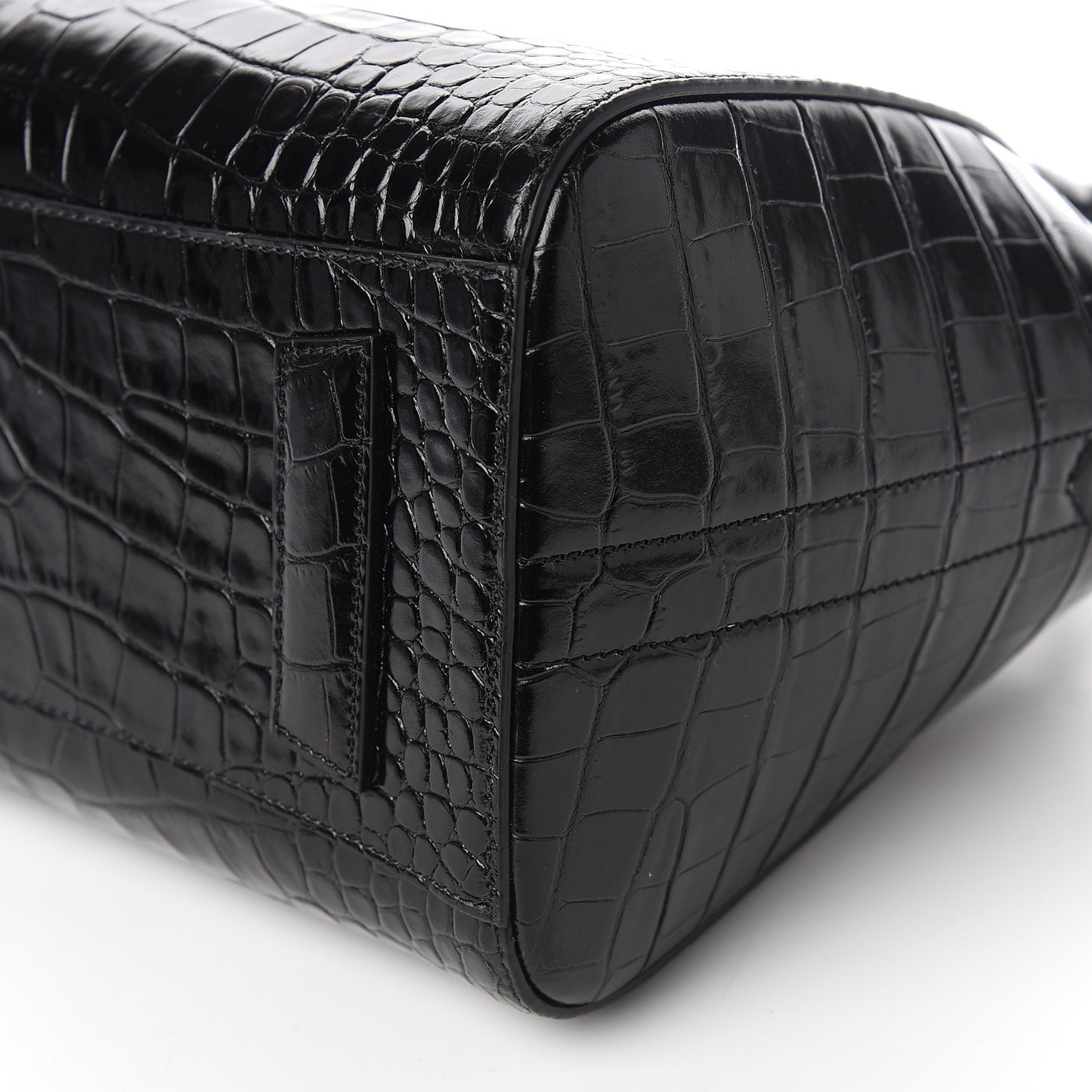 Calfskin Crocodile Embossed Small Antigona Black