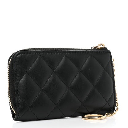 Chanel Lambskin Quilted Key Holder Case Black 3 of 8