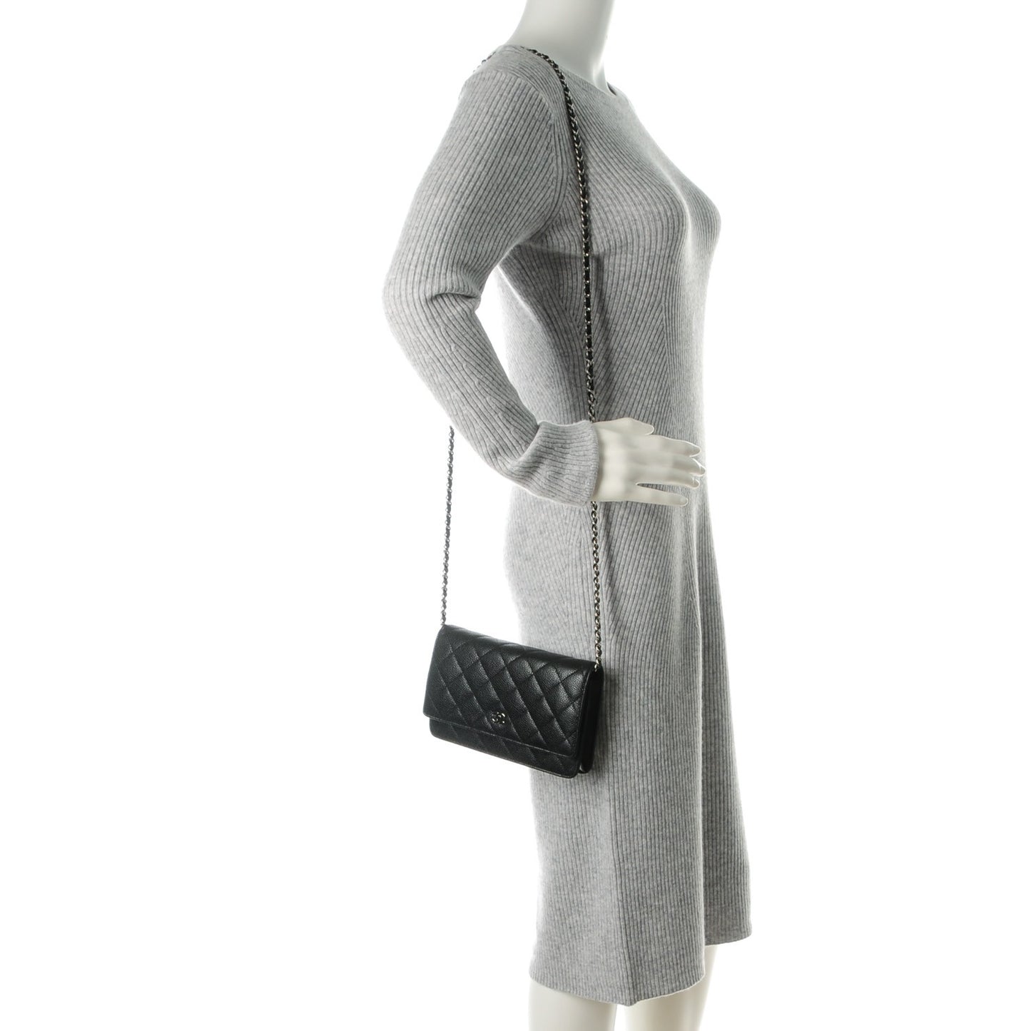 Caviar Quilted Wallet On Chain WOC Black