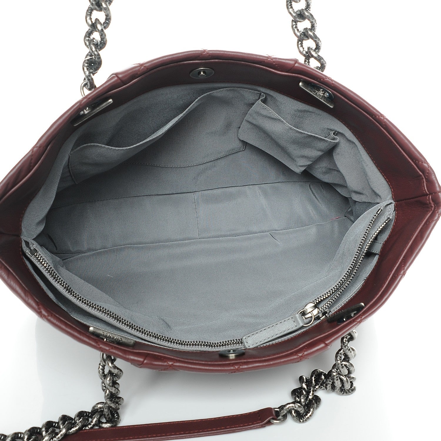 Chanel Calfskin Large Coco Pleats Tote Burgundy 5 of 8