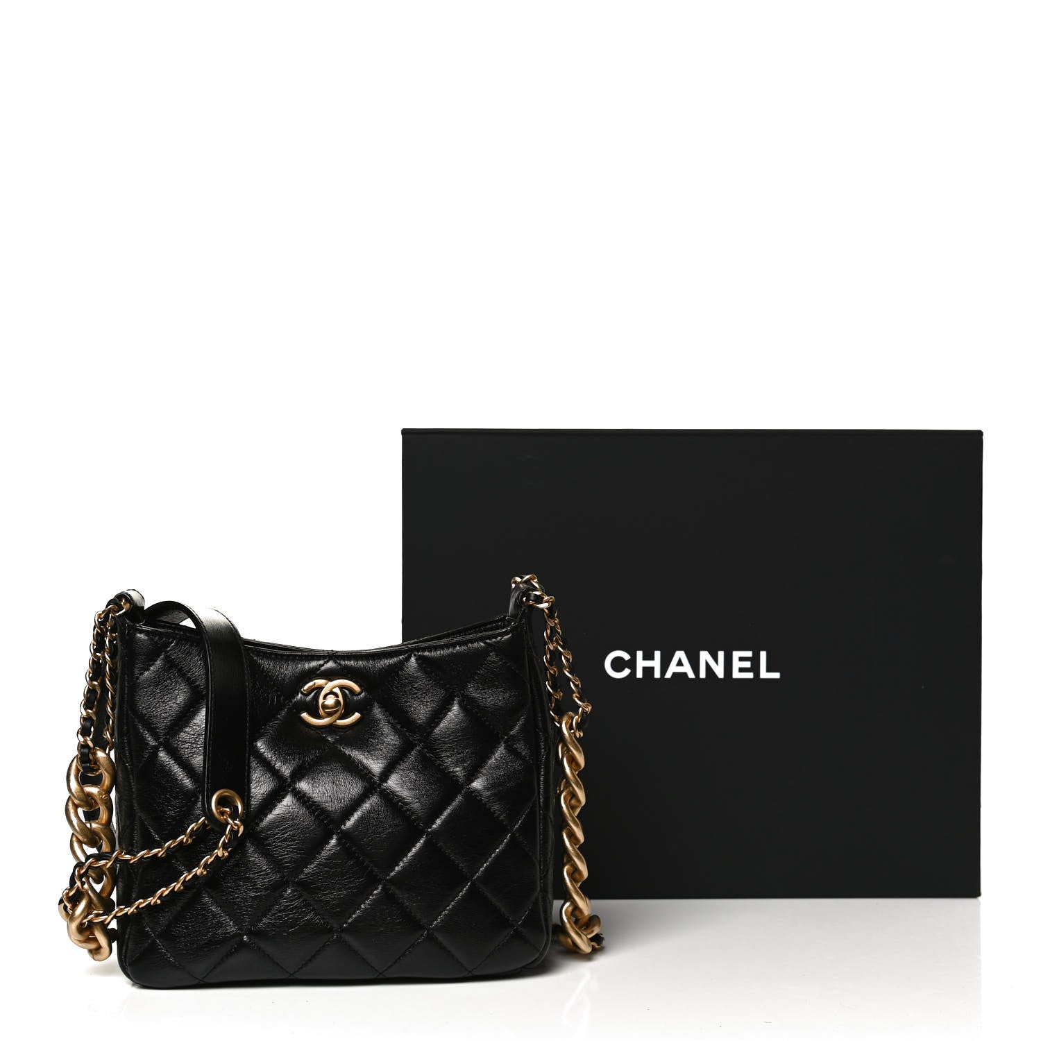 Chanel Lambskin Quilted Hobo Black 12 of 12