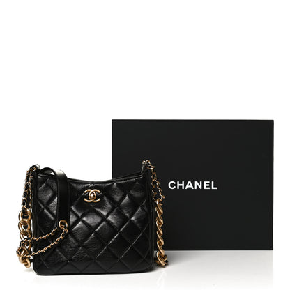 Chanel Lambskin Quilted Hobo Black 12 of 12