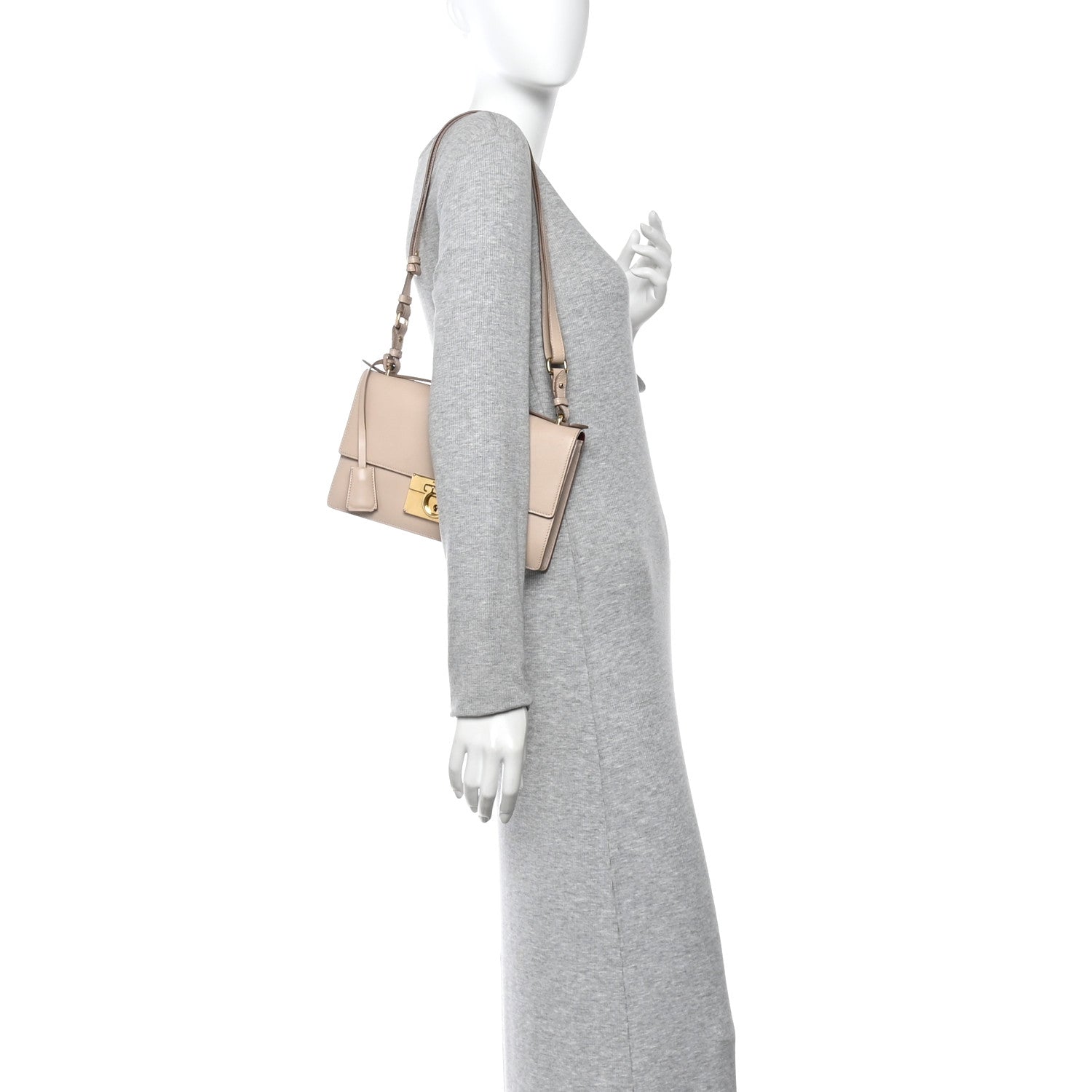 Salvatore Ferragamo Calfskin Medium Aileen Bag Beige 2 of 10