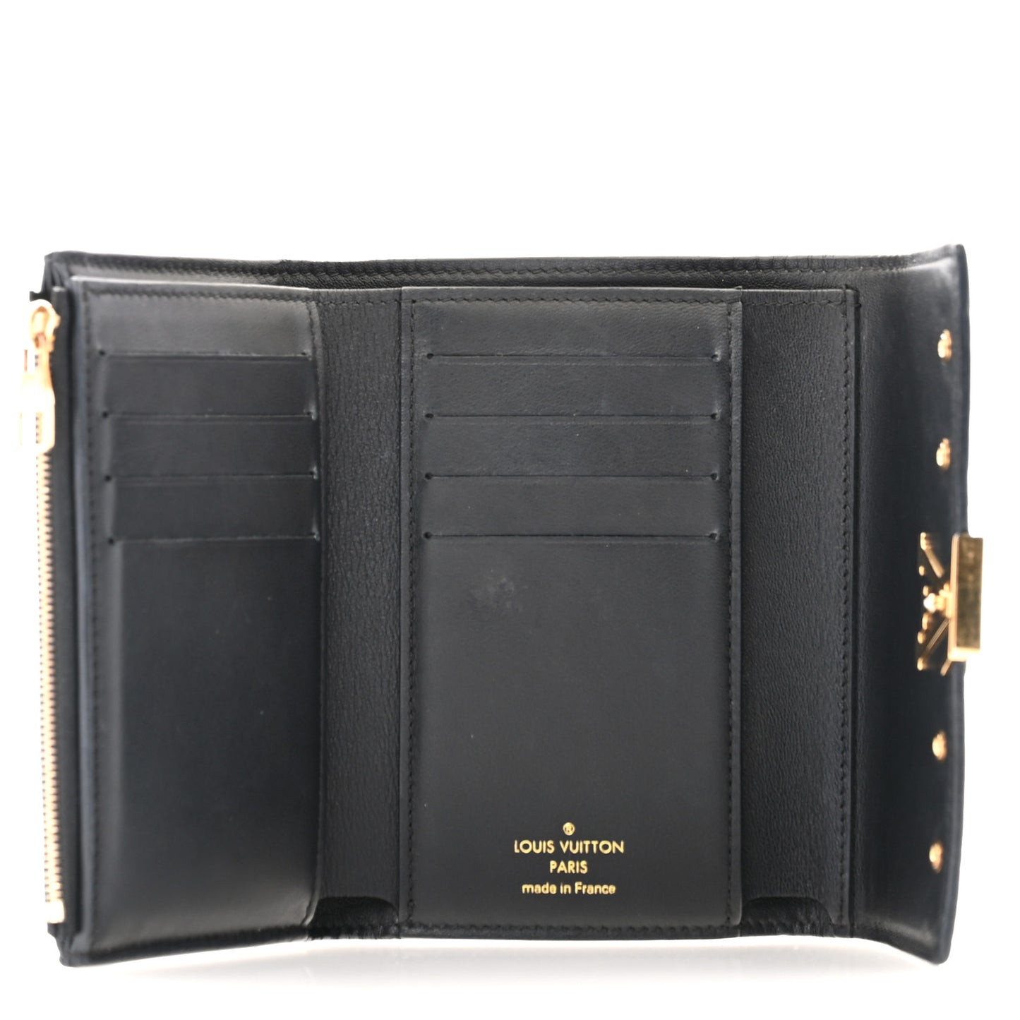 Taurillon Capucines Studded Compact Wallet Black