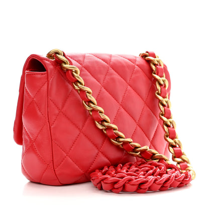 Chanel Lambskin Quilted Small Lacquered Chain Flap Red 3 of 10