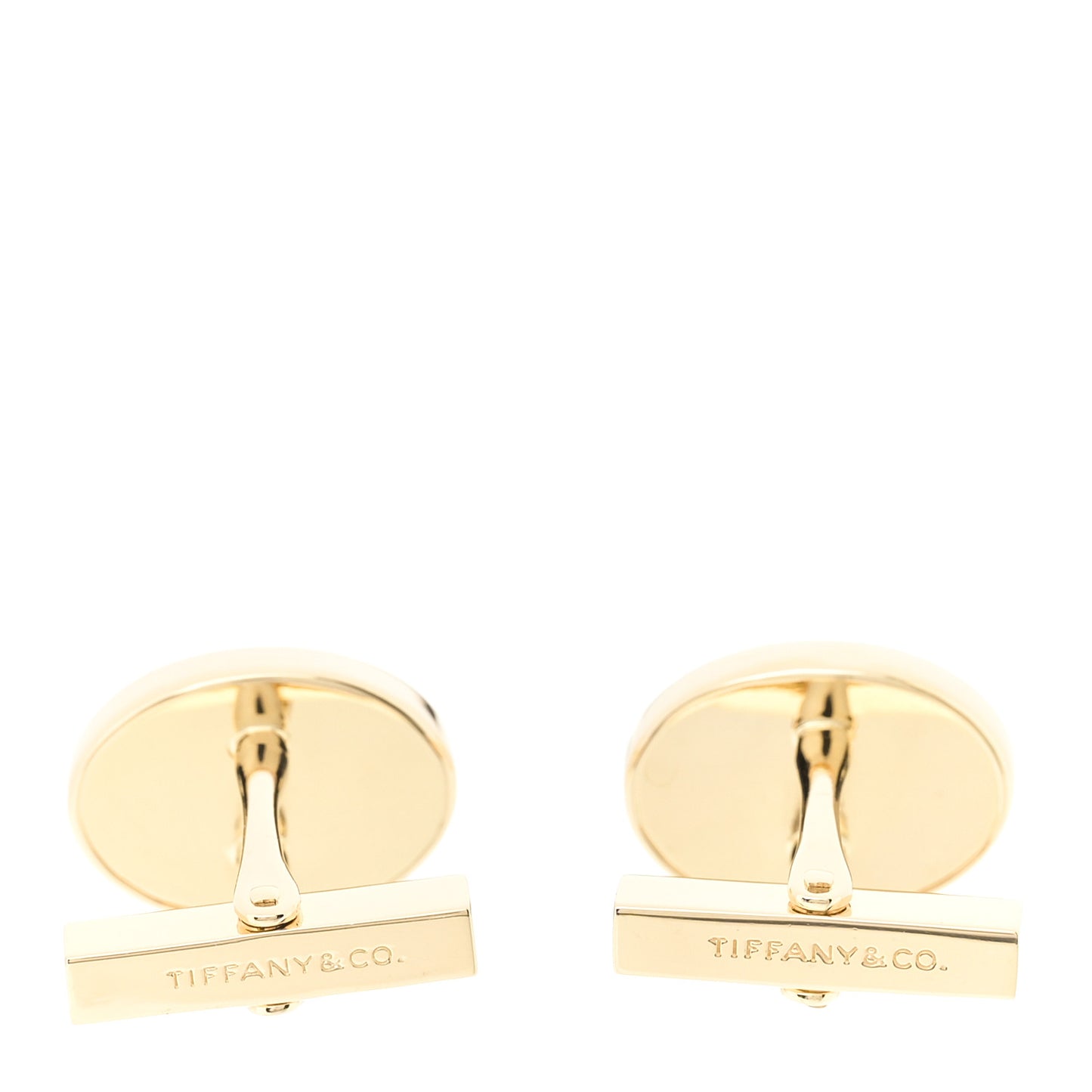 18K Yellow Gold Diamond Onyx Oval Cufflinks