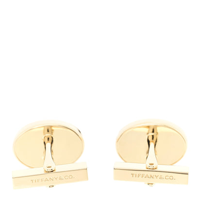 Tiffany 18K Yellow Gold Diamond Onyx Oval Cufflinks 3 of 4