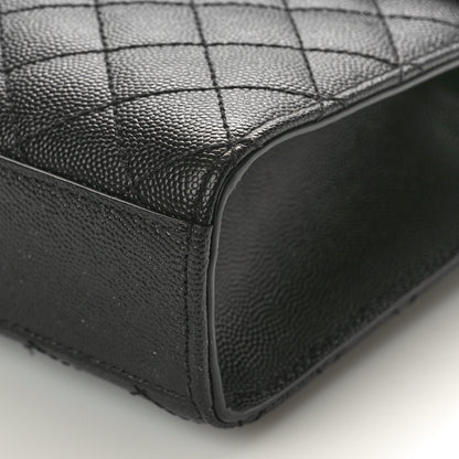 Saint Laurent Grain De Poudre Textured Mixed Matelasse Triquilt Medium Monogram Monochrome Satchel Black 9 of 10