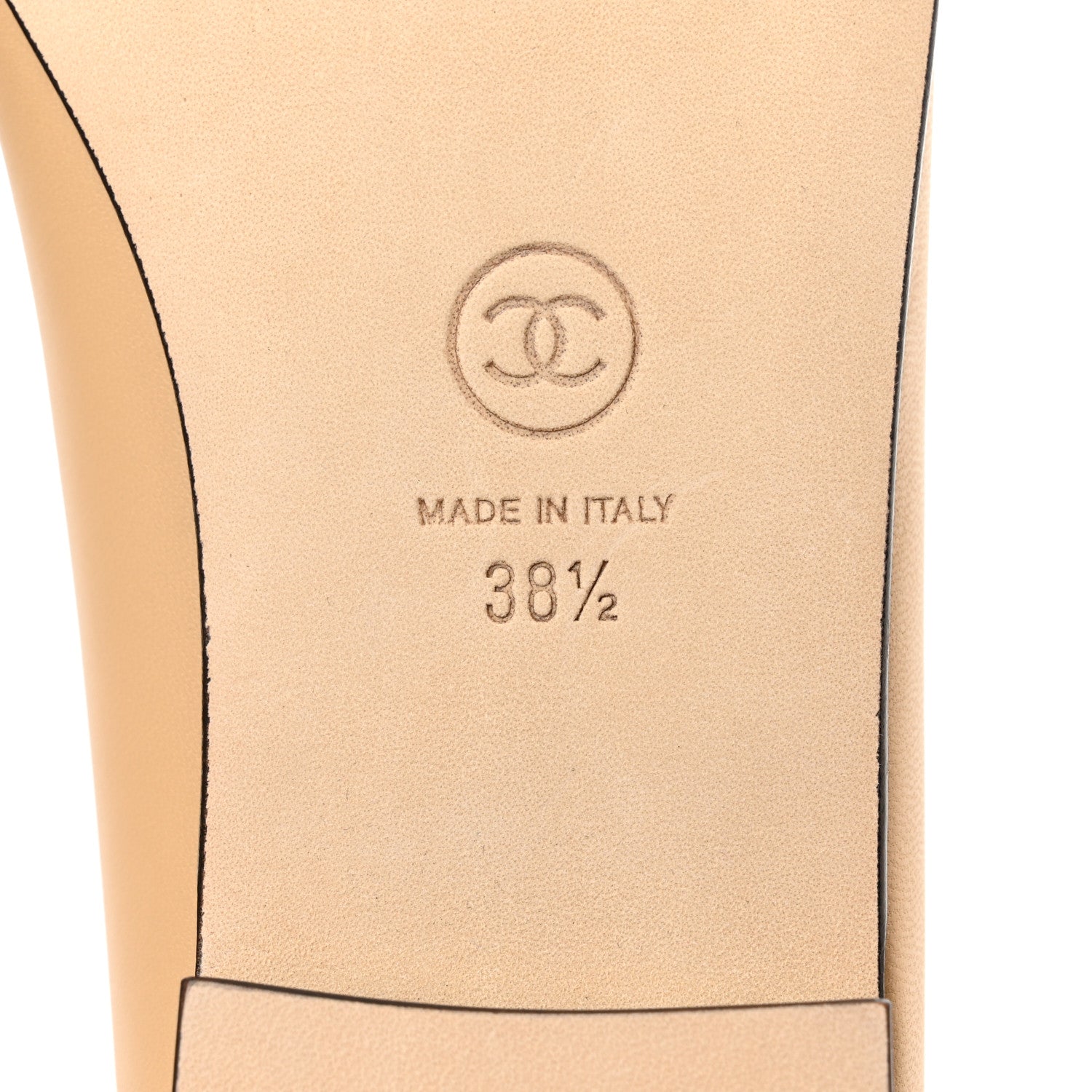 Chanel Lambskin Cap Toe Ballerina Flats 38.5 Beige Black 6 of 9