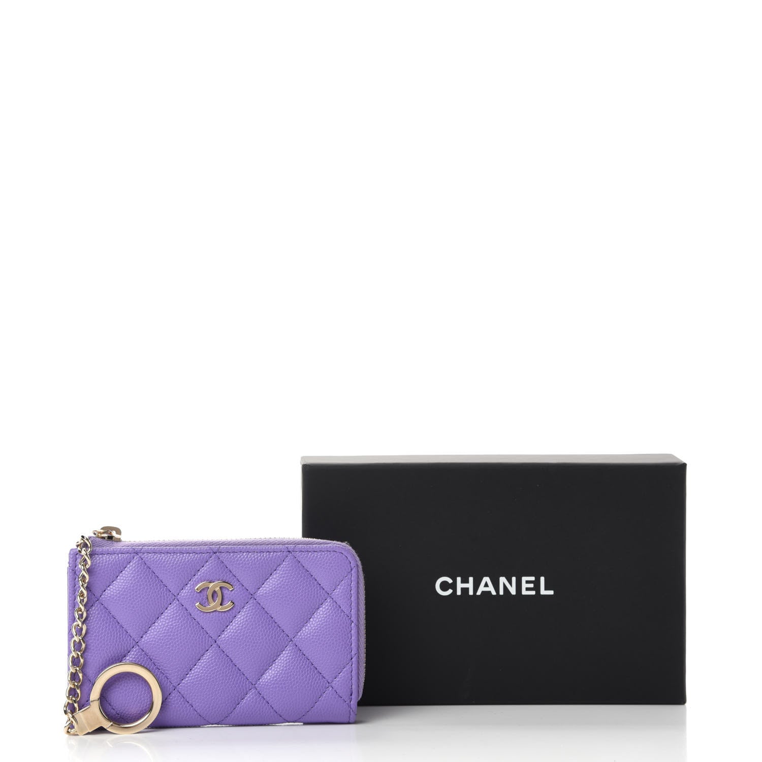 Chanel Caviar Quilted Zipped Key Holder Case Purple 12 of 12