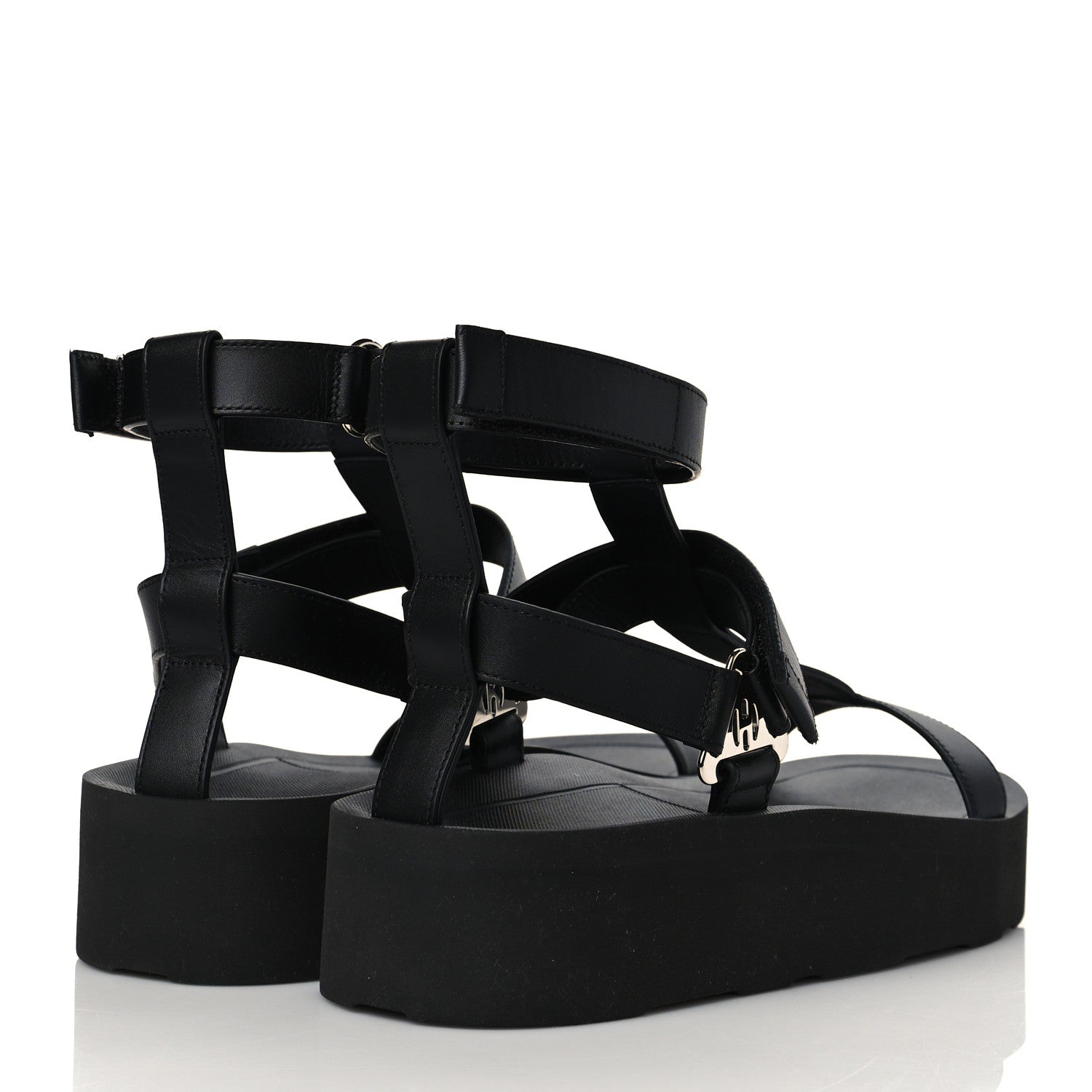Hermes Calfskin Womens Enid Sandals 40 Black 4 of 8