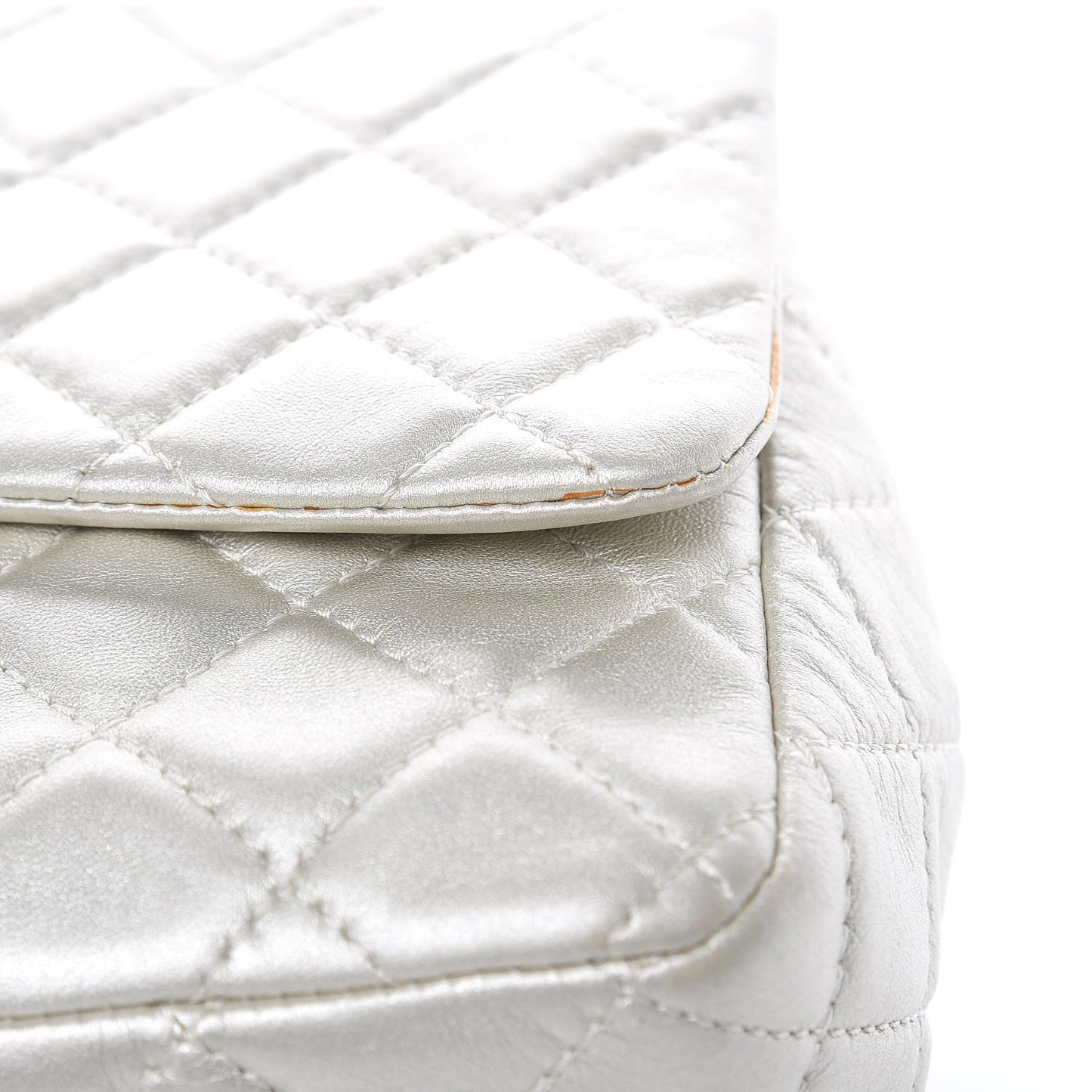 Metallic Lambskin Quilted Jumbo Single Flap Silver