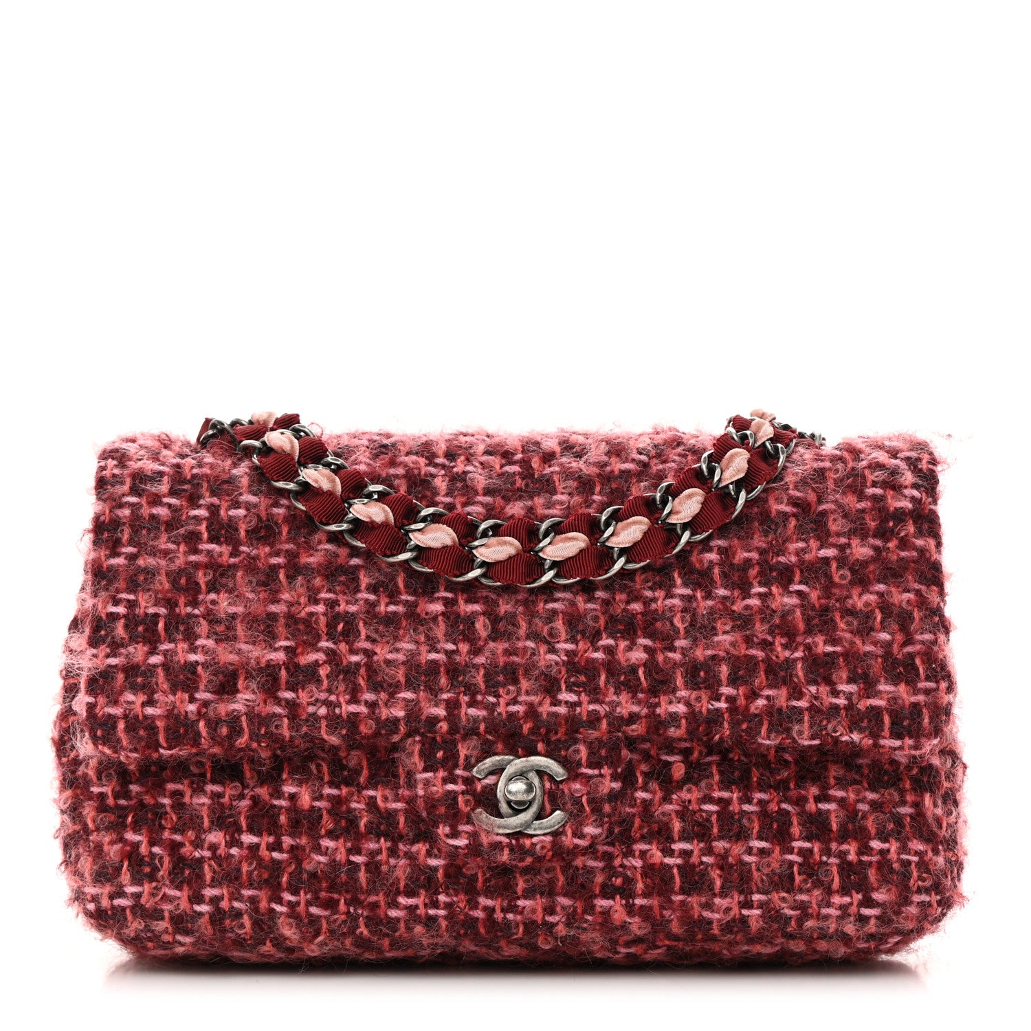 Chanel Tweed Quilted Medium Double Flap Red 1 of 14