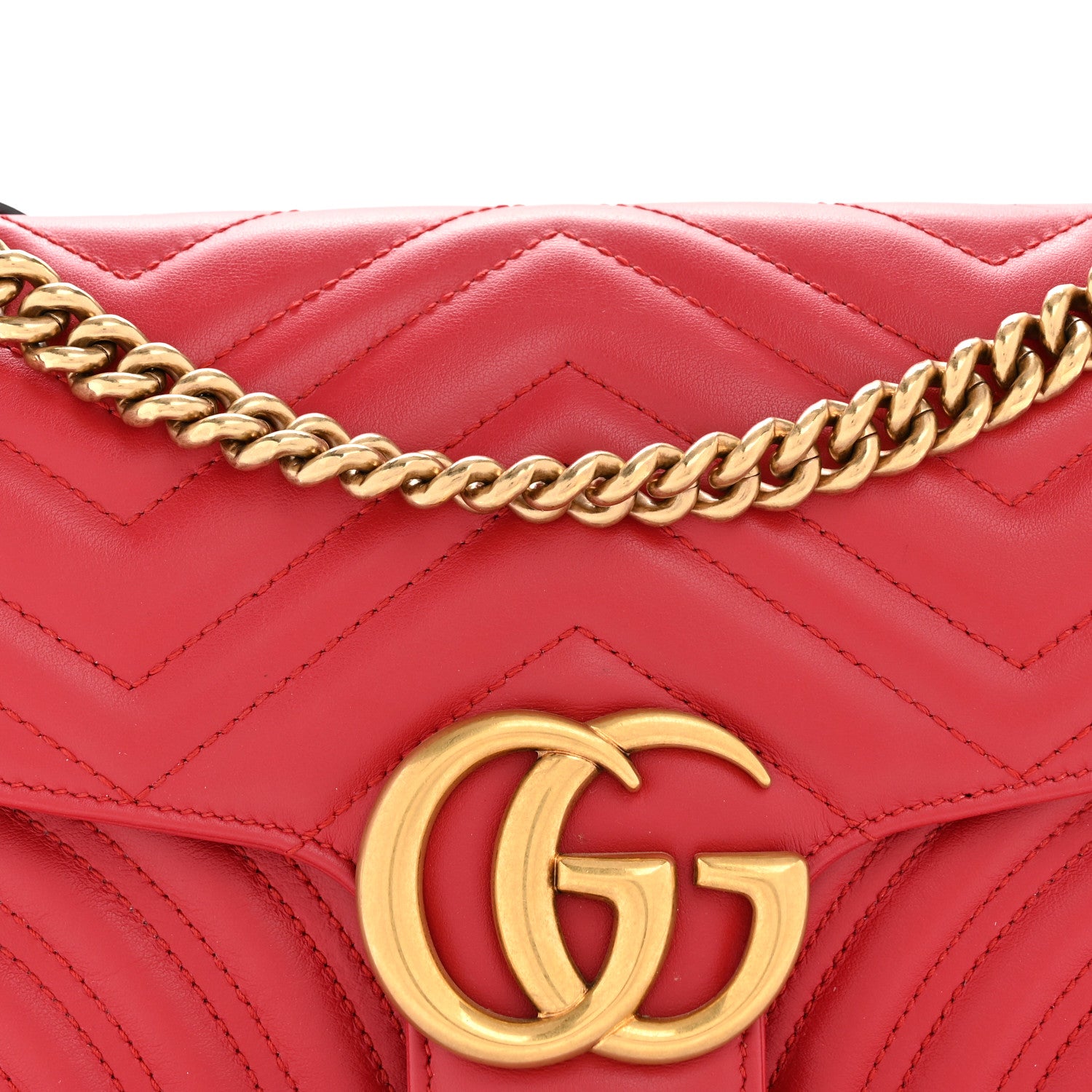 Gucci Calfskin Matelasse Small GG Marmont Shoulder Bag Hibiscus Red 8 of 11