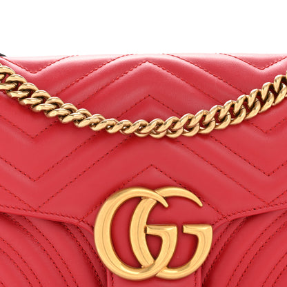 Gucci Calfskin Matelasse Small GG Marmont Shoulder Bag Hibiscus Red 8 of 11
