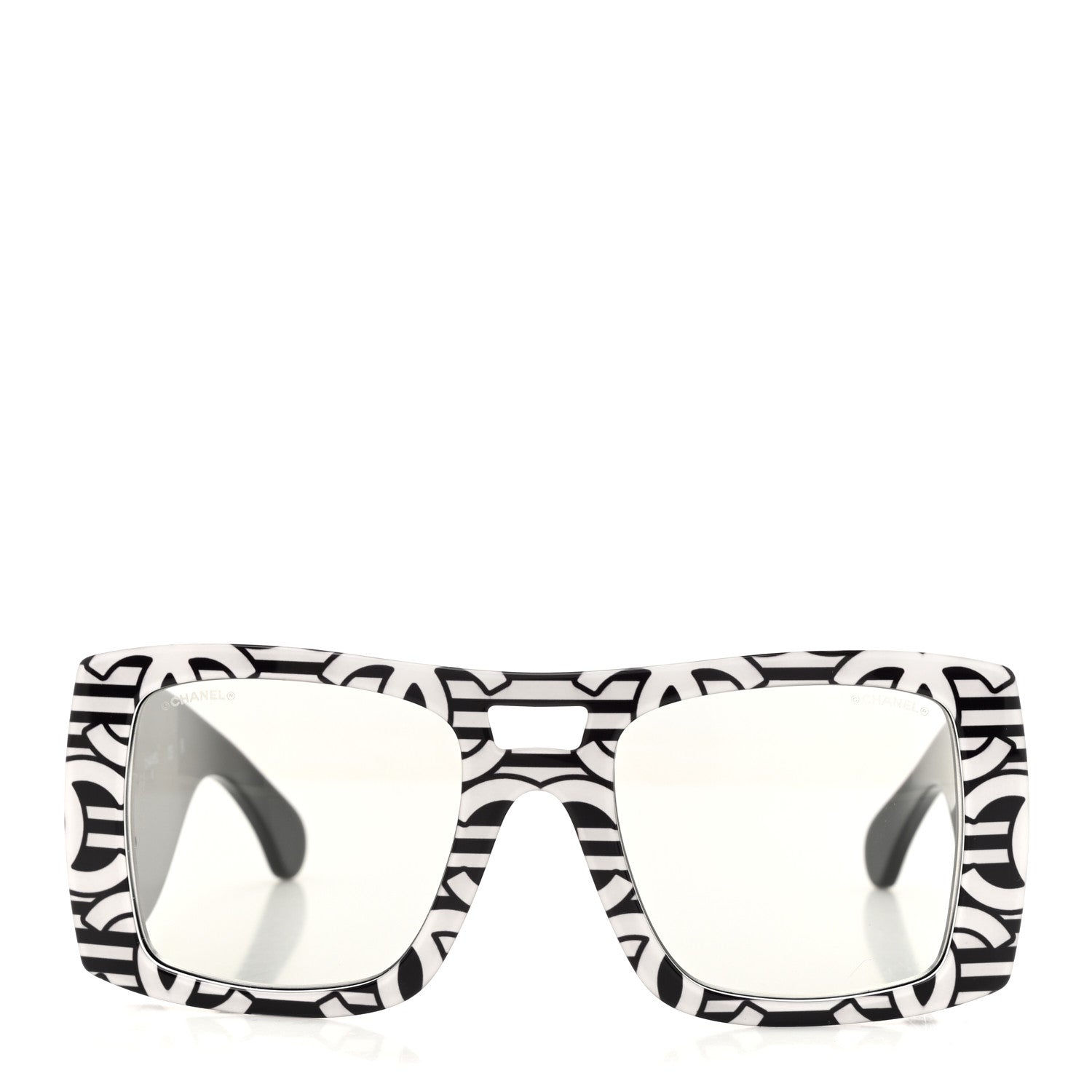 Chanel Acetate CC Logo Square Sunglasses 71628 Black White 2 of 8