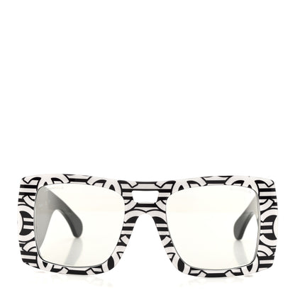 Chanel Acetate CC Logo Square Sunglasses 71628 Black White 2 of 8