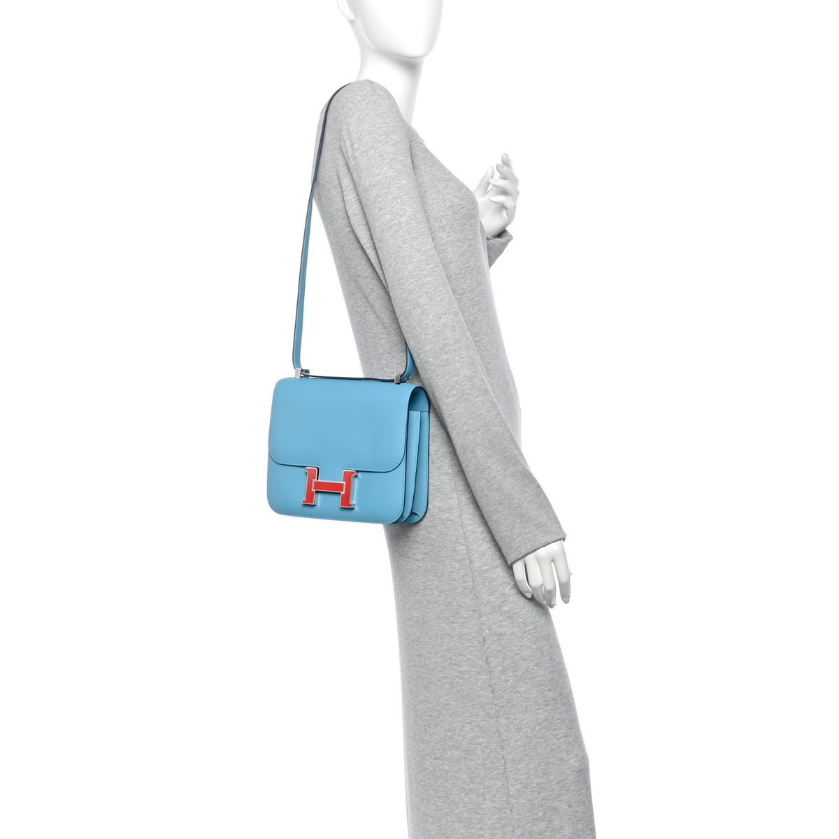 Hermes Epsom Enamel Constance 24 Bleu Du Nord Rouge 2 of 13